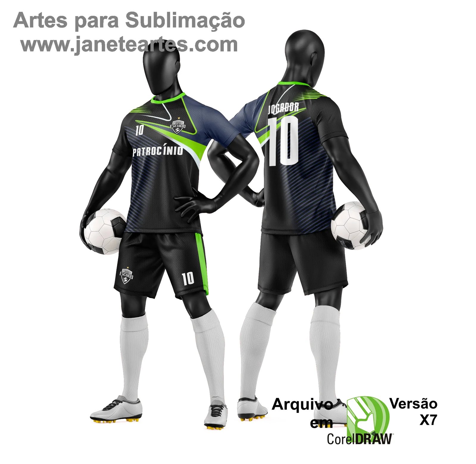 Arte Vetor Camisa e Short de Time de Futebol Amador