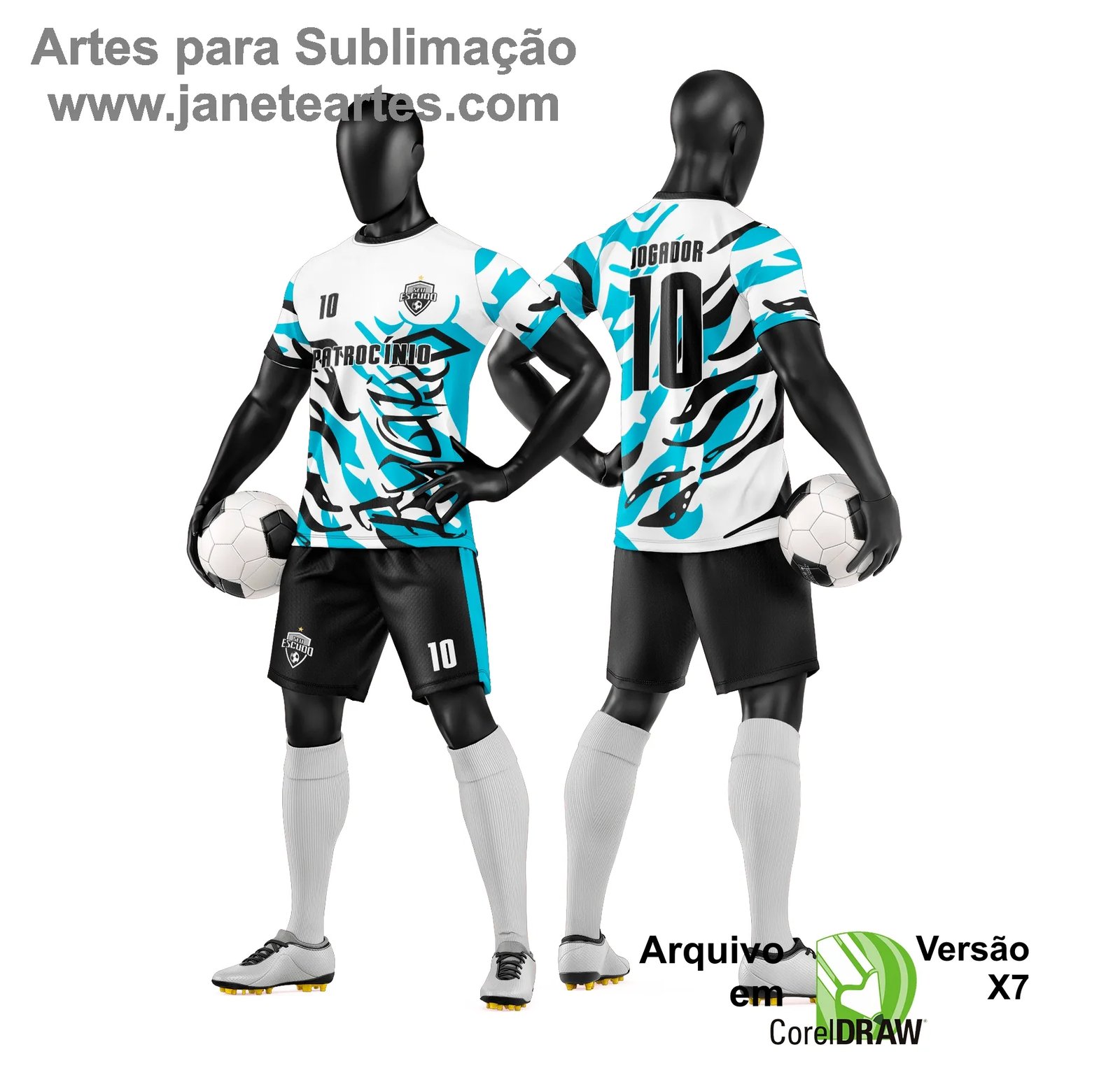 Arte Vetor Camisa e Short de Time de Futebol Amador