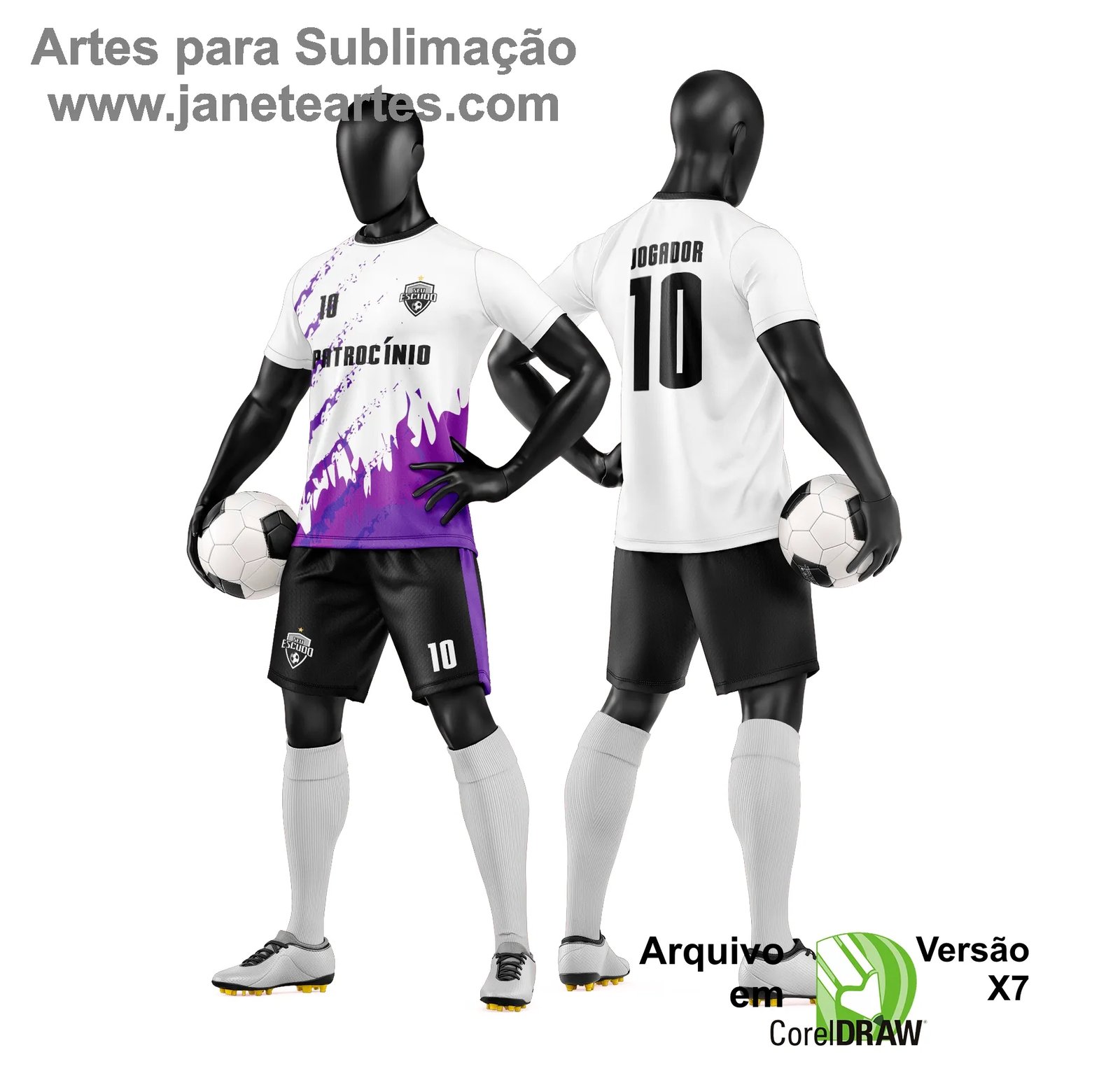 Arte Vetor Camisa e Short de Time de Futebol Amador