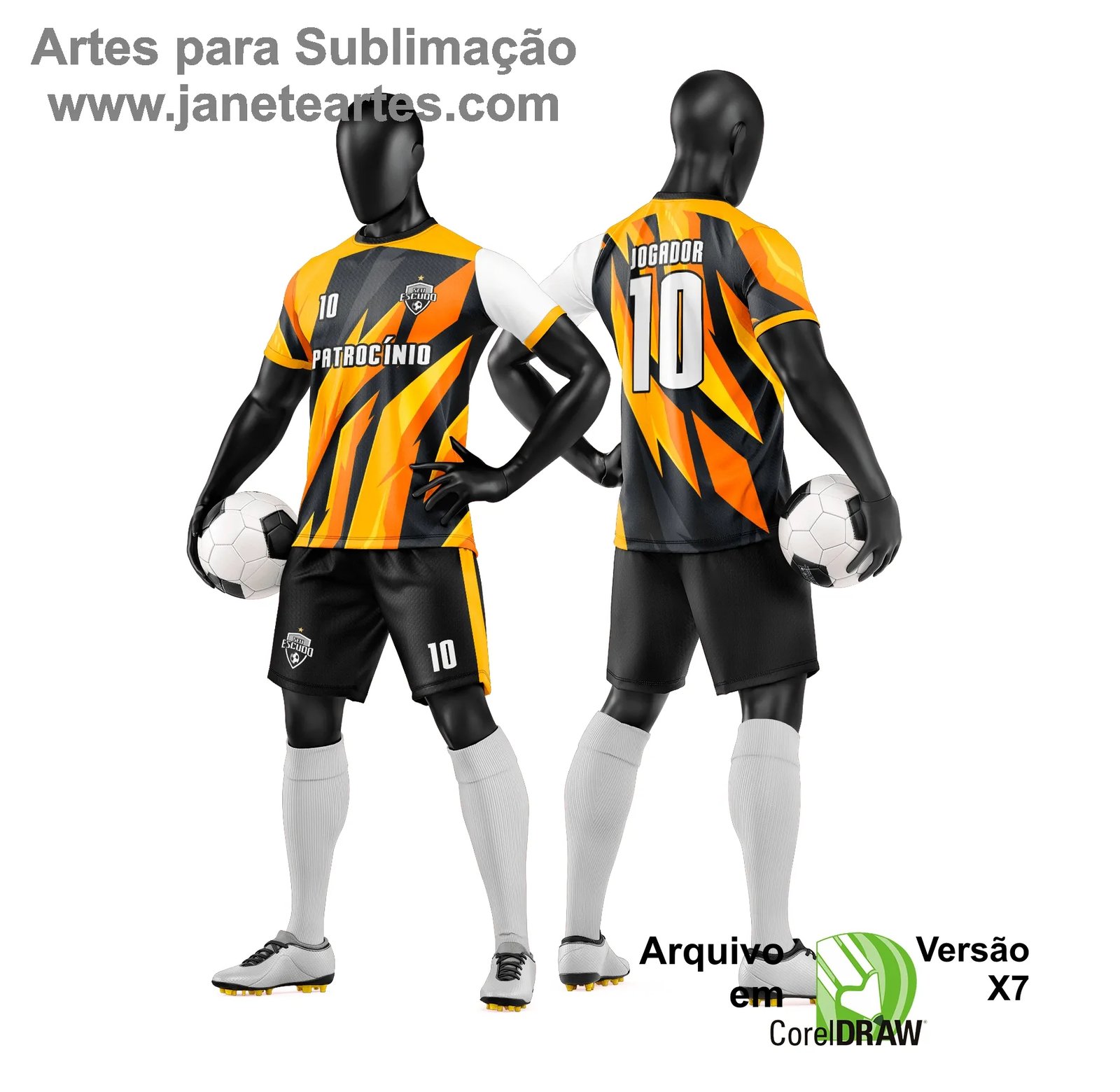 Arte Vetor Camisa e Short de Time de Futebol Amador