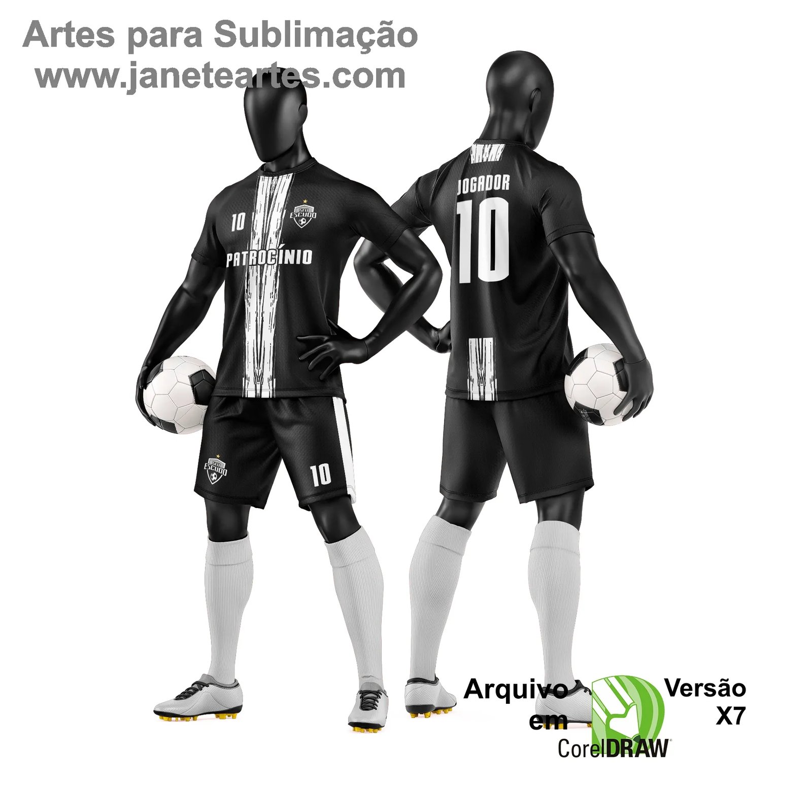 Arte Vetor Camisa e Short de Time de Futebol Amador