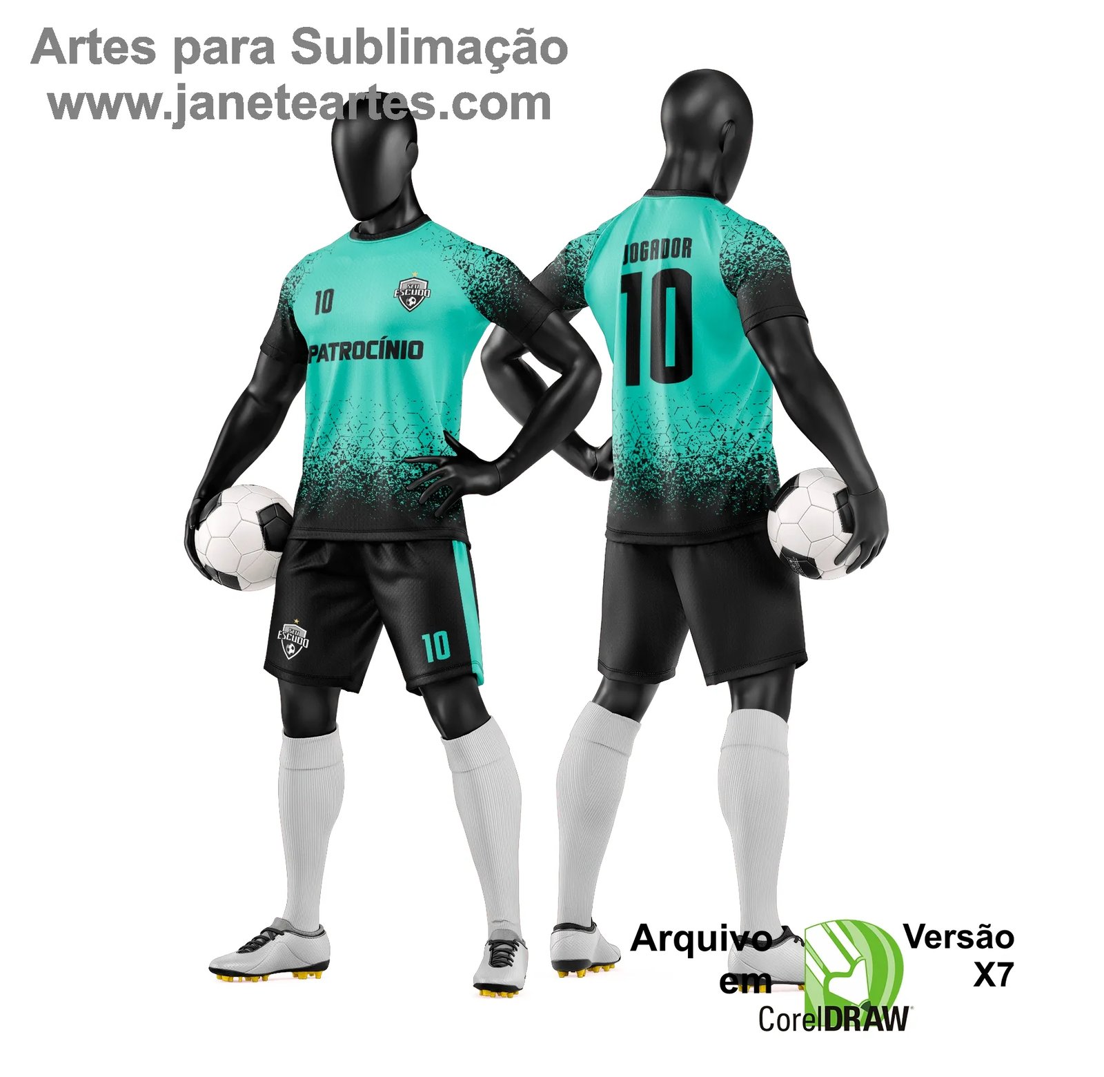Arte Vetor Camisa e Short de Time de Futebol Amador