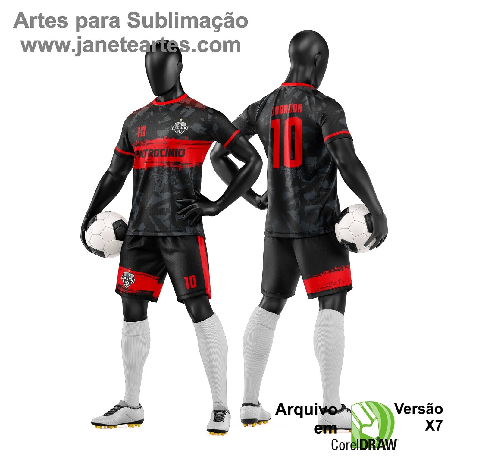 Arte Vetor Camisa e Short de Time de Futebol Amador