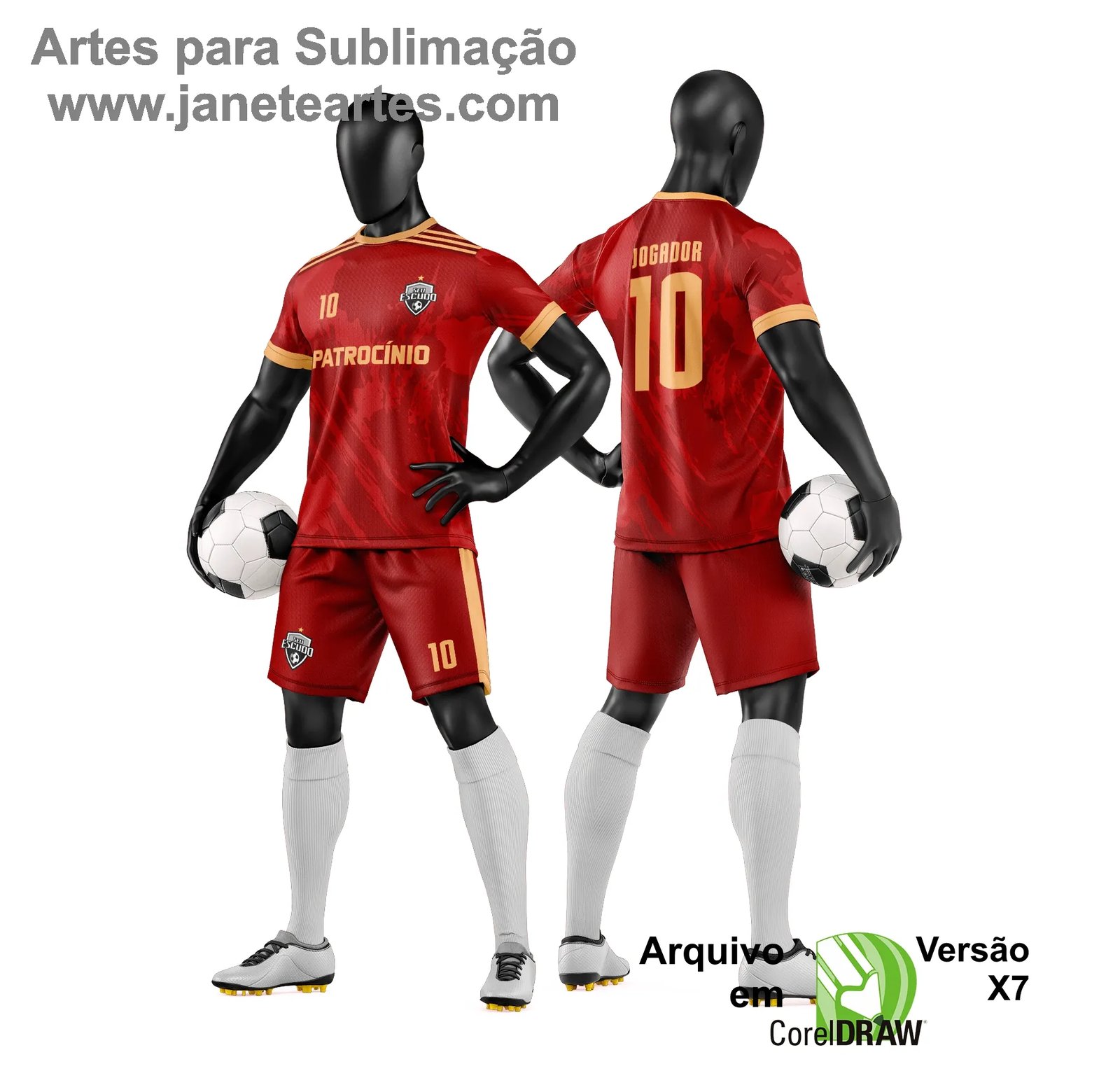 Arte Vetor Camisa e Short de Time de Futebol Amador