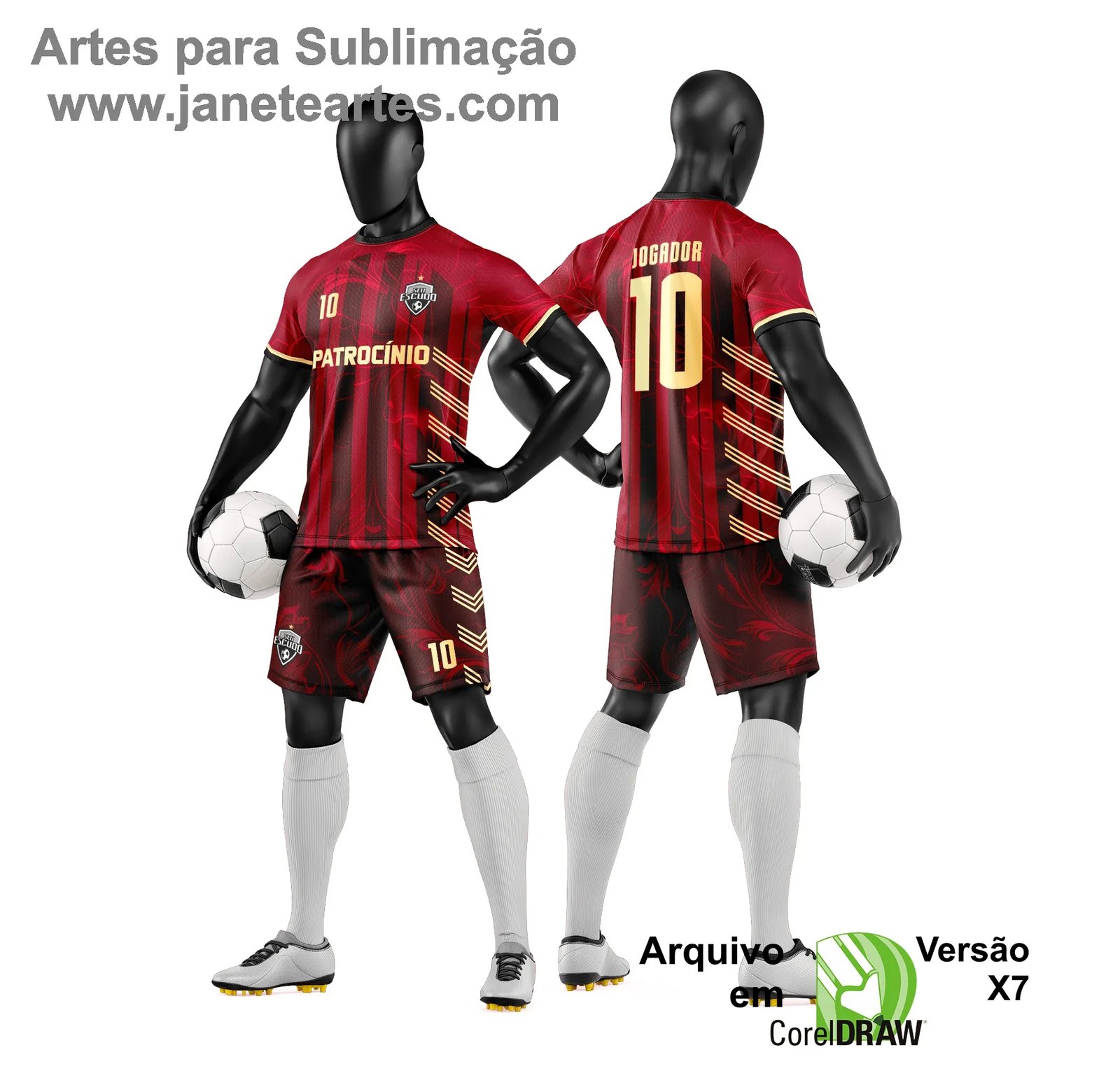 Arte Vetor Camisa e Short de Time de Futebol Amador