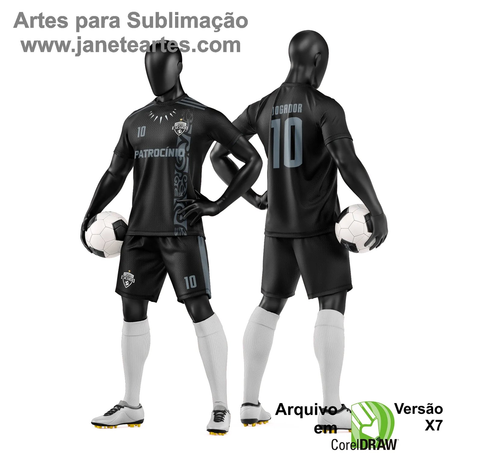 Arte Vetor Camisa e Short de Time de Futebol Amador