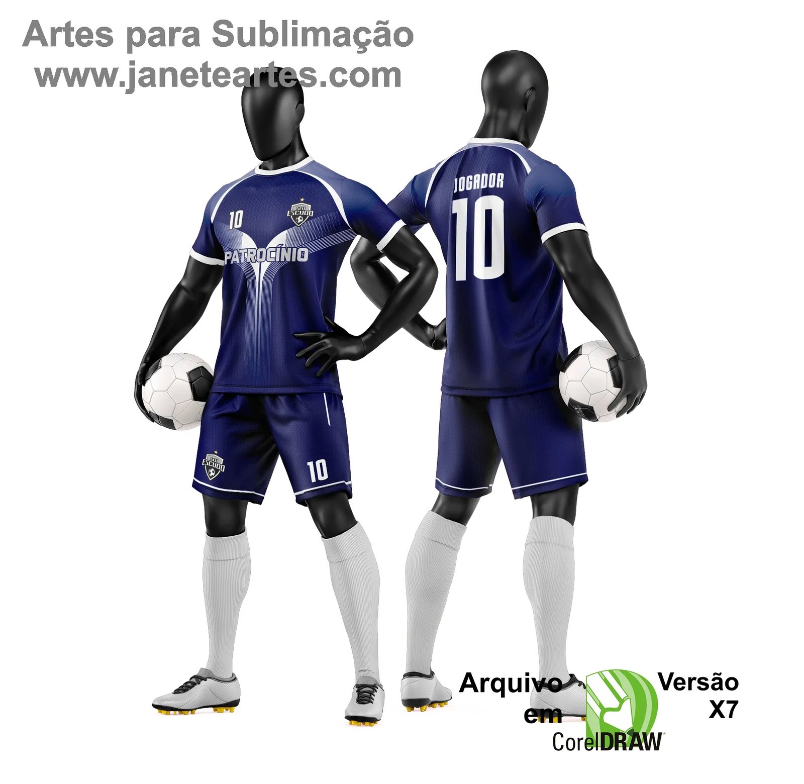 Arte Vetor Camisa e Short de Time de Futebol Amador