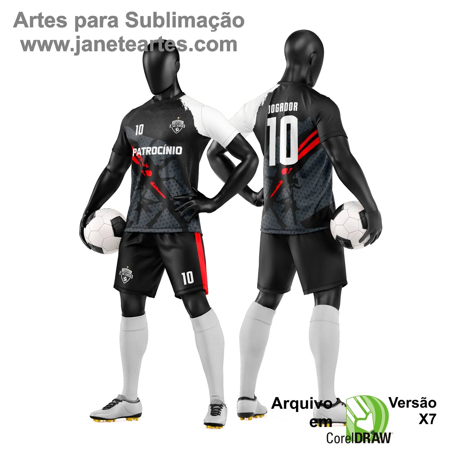 Arte Vetor Camisa e Short de Time de Futebol Amador