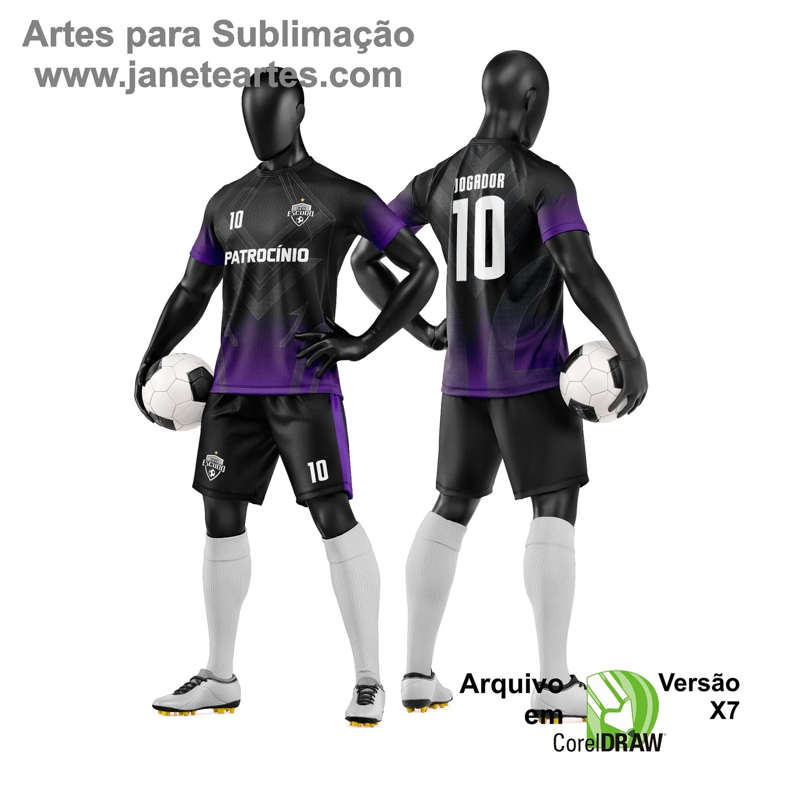 Arte Vetor Camisa e Short de Time de Futebol Amador