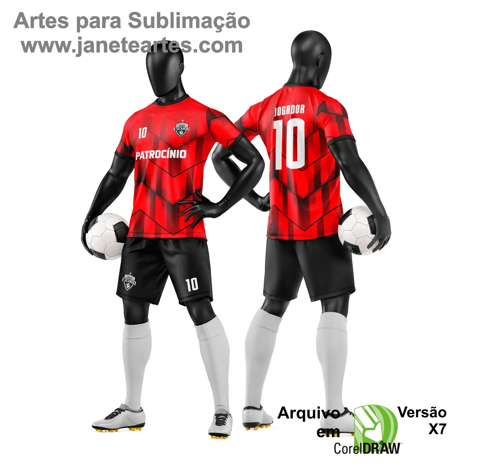 Arte Vetor Camisa e Short de Time de Futebol Amador