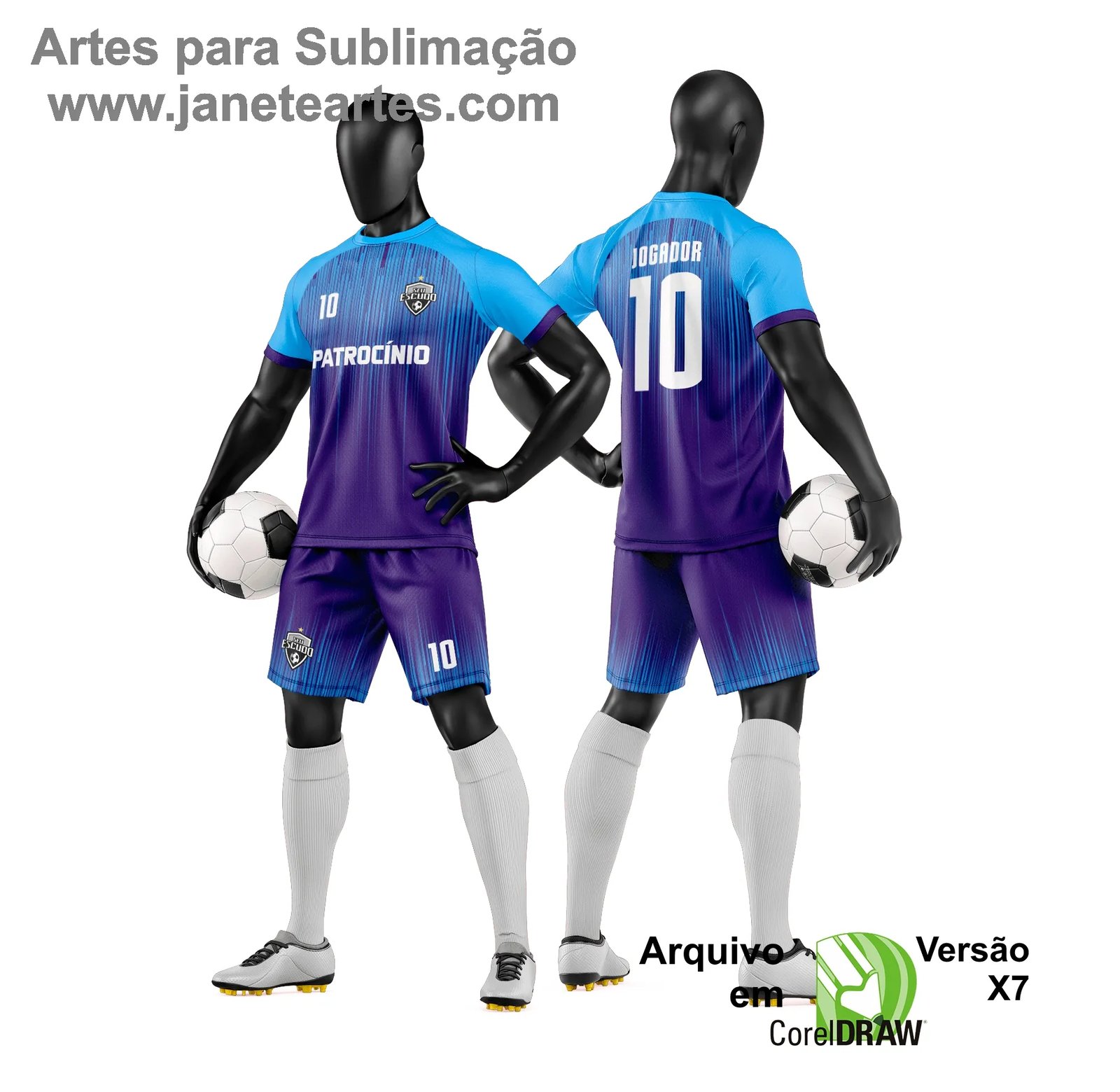 Arte Vetor Camisa e Short de Time de Futebol Amador