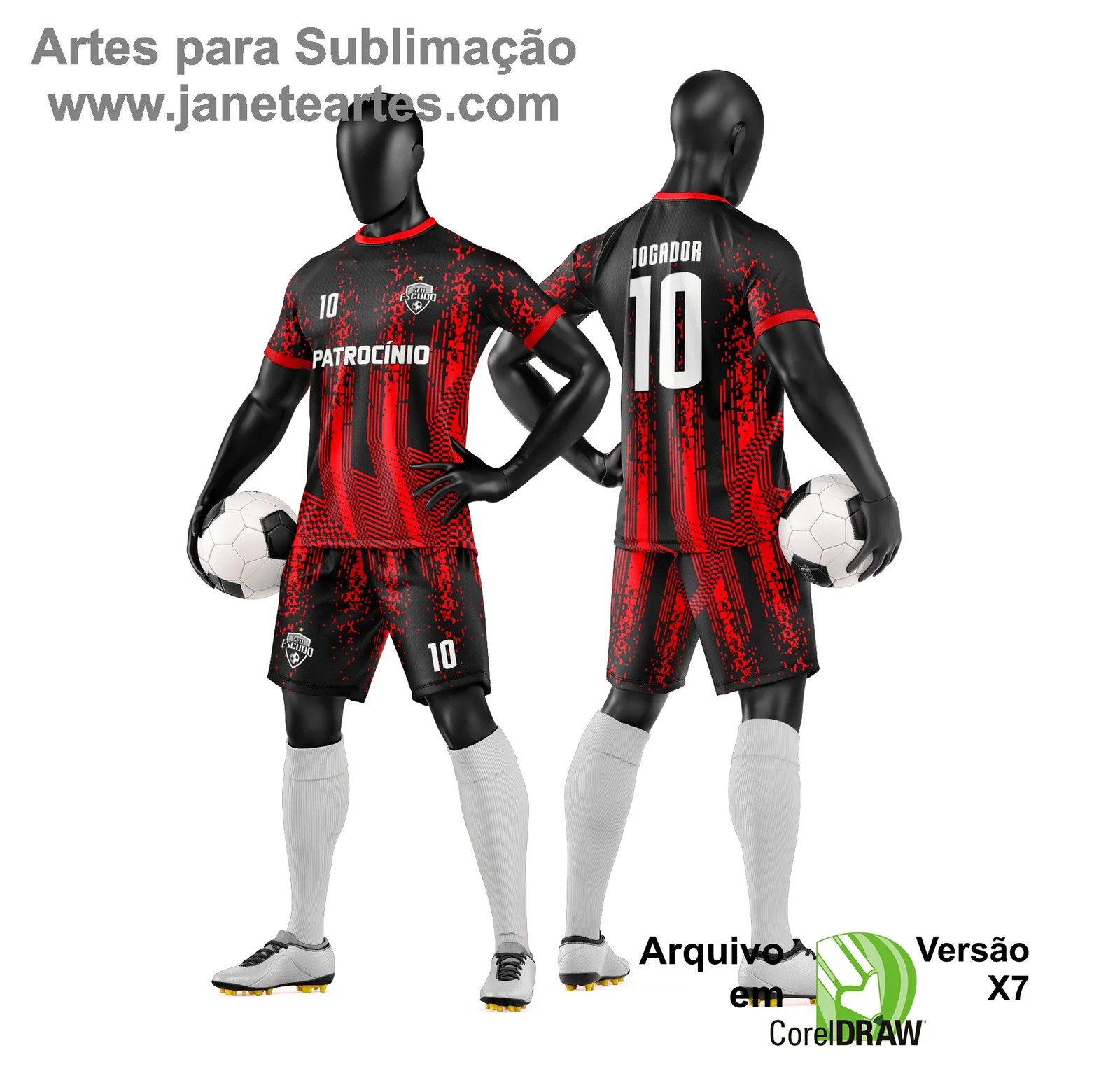 Arte Vetor Camisa e Short de Time de Futebol Amador