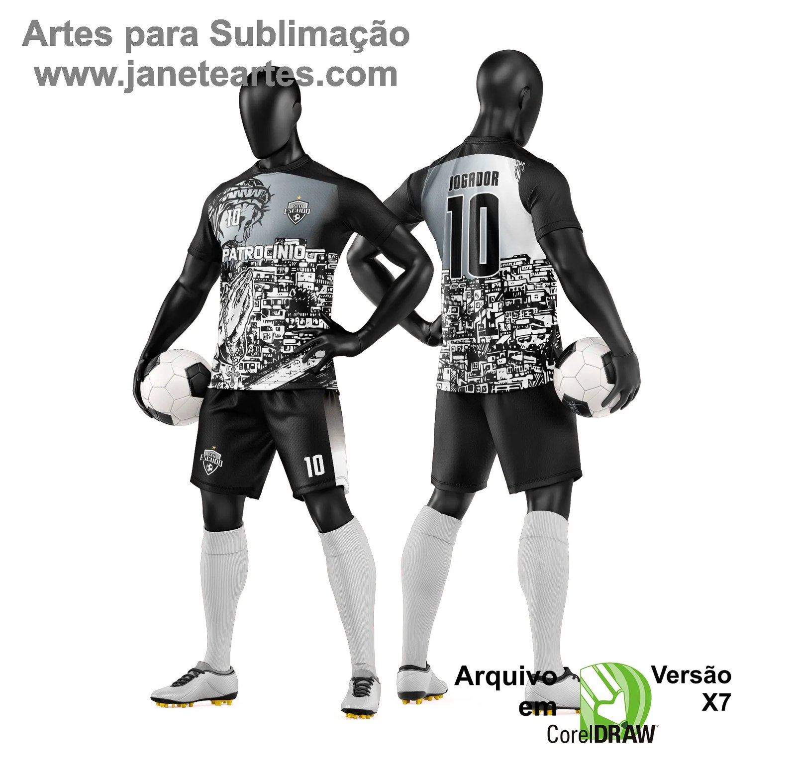 Arte Vetor Camisa e Short de Time de Futebol Amador