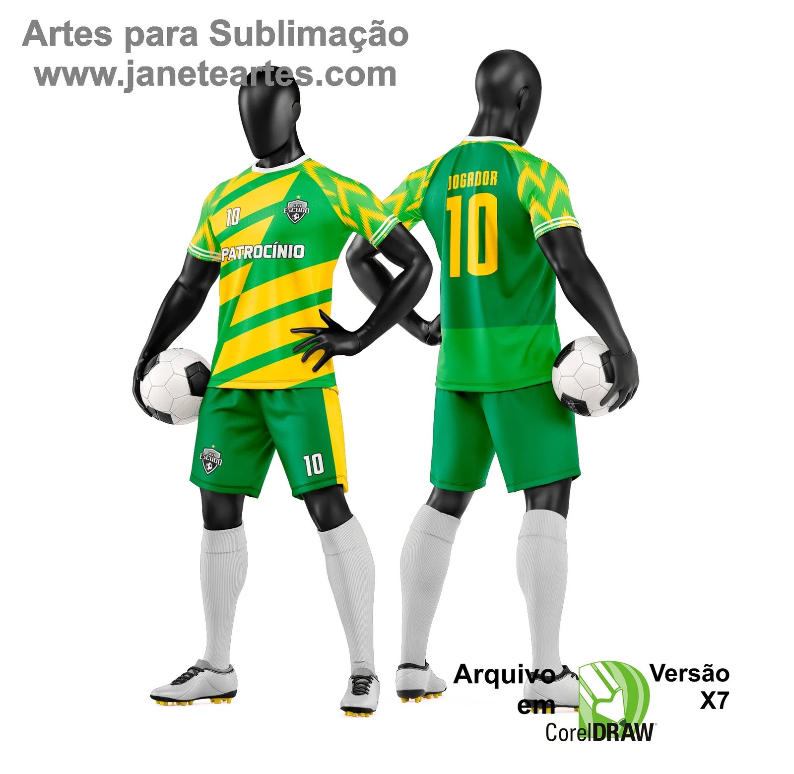 Arte Vetor Camisa e Short de Time de Futebol Amador