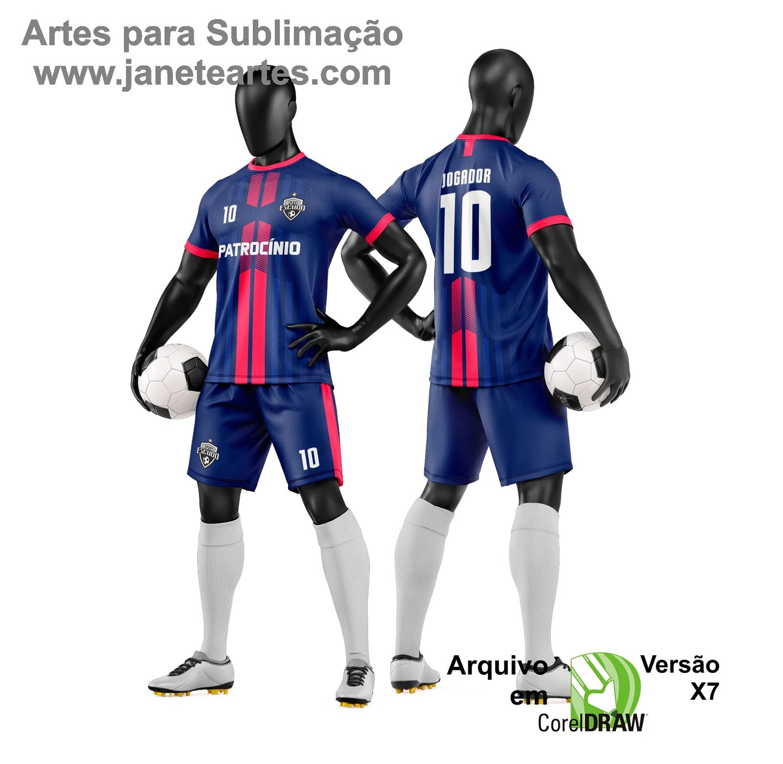 Arte Vetor Camisa e Short de Time de Futebol Amador