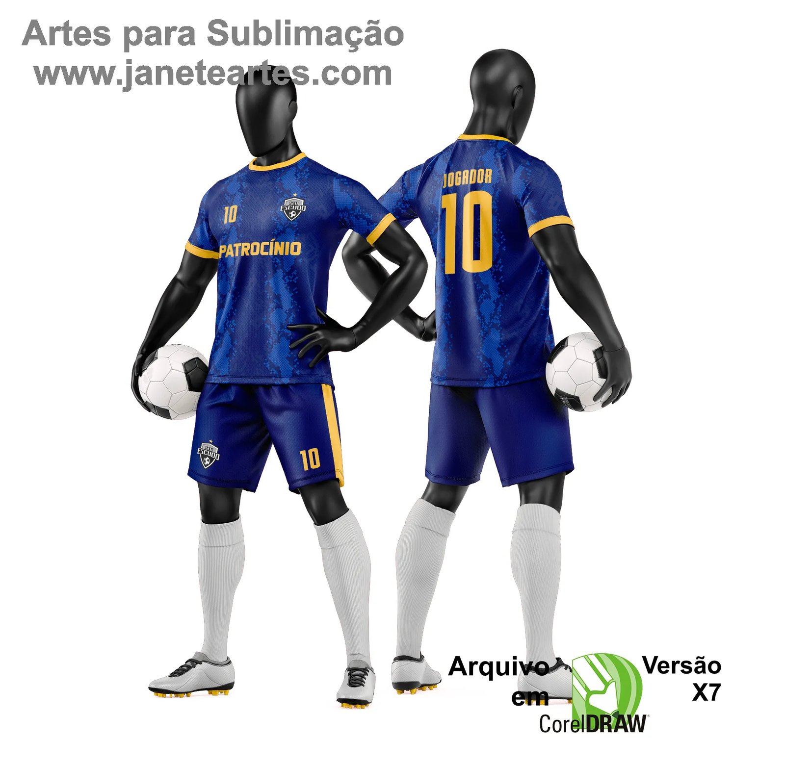 Arte Vetor Camisa e Short de Time de Futebol Amador