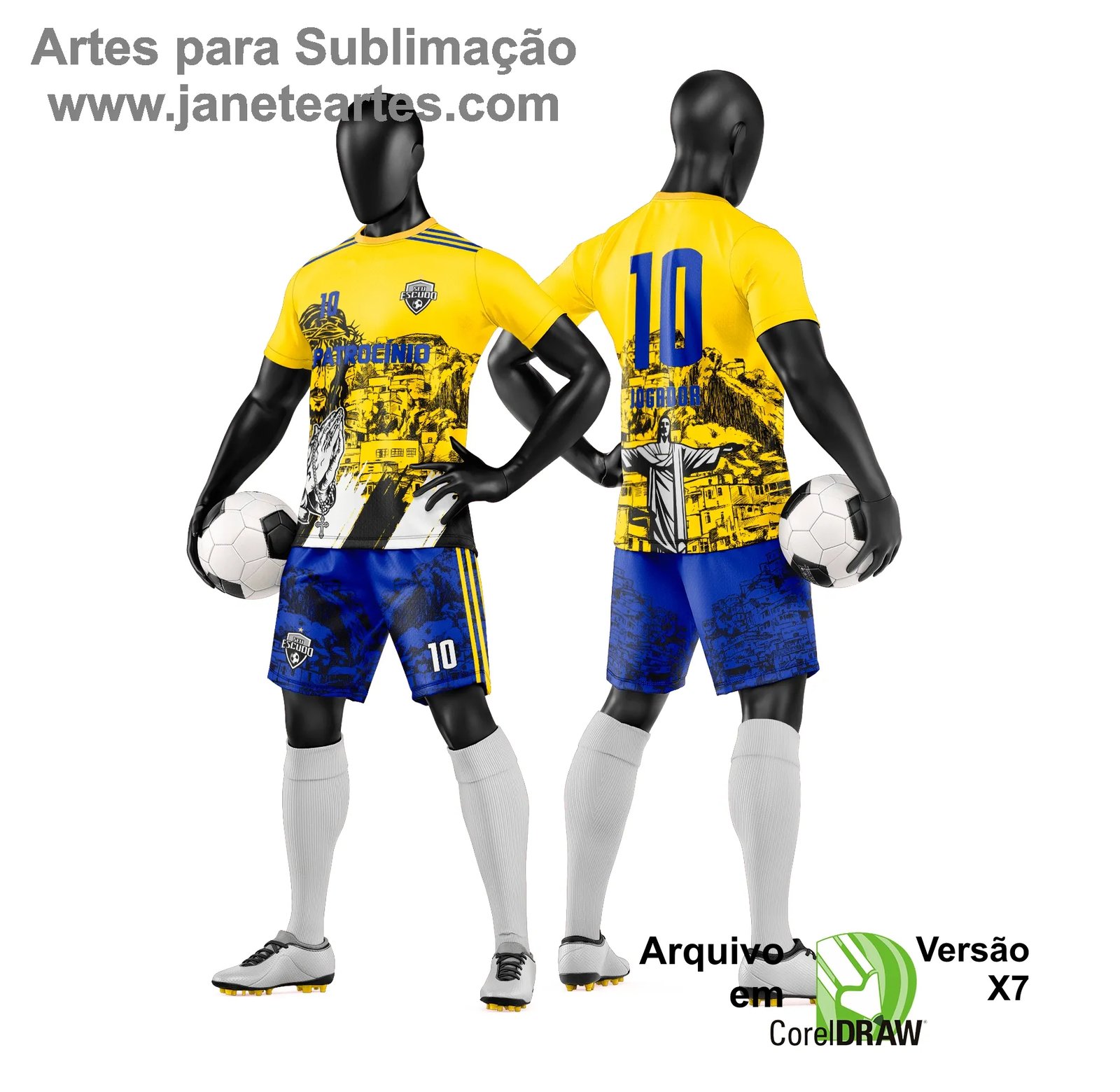 Arte Vetor Camisa e Short de Time de Futebol Amador