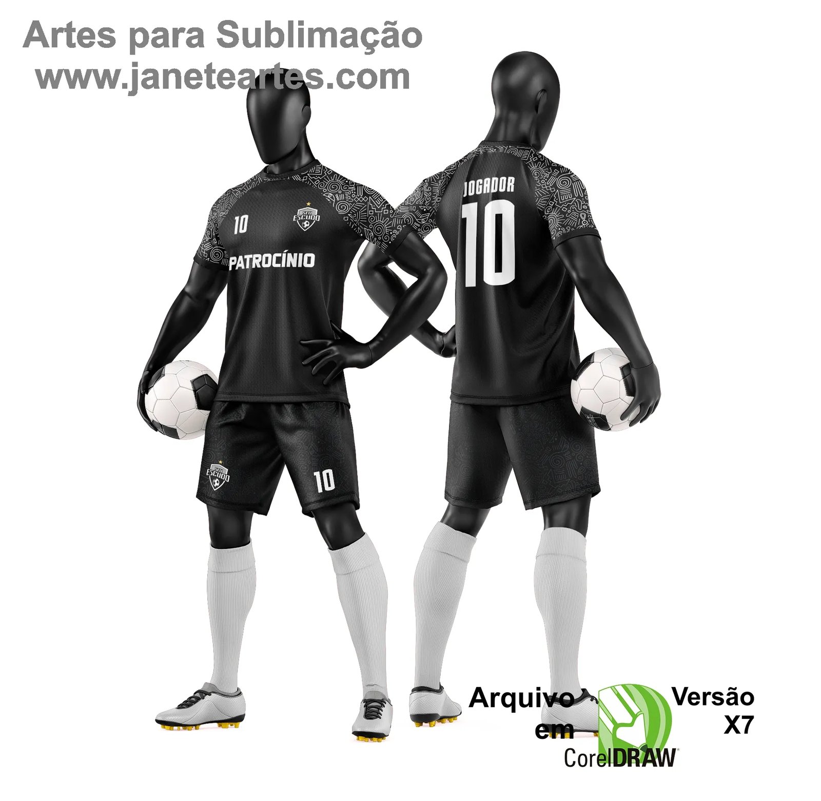 Arte Vetor Camisa e Short de Time de Futebol Amador