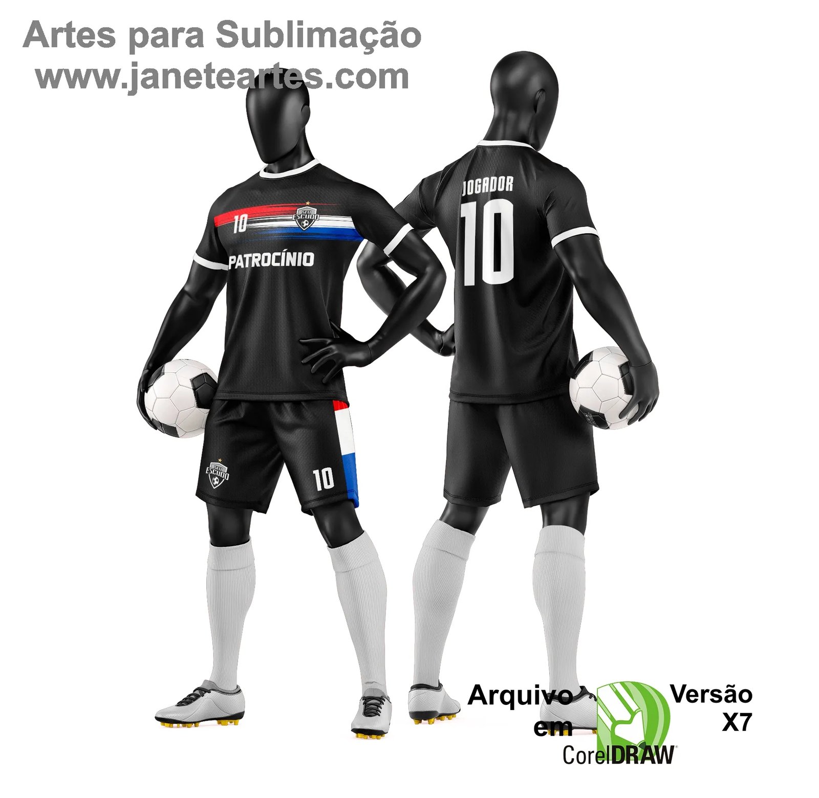 Arte Vetor Camisa e Short de Time de Futebol Amador