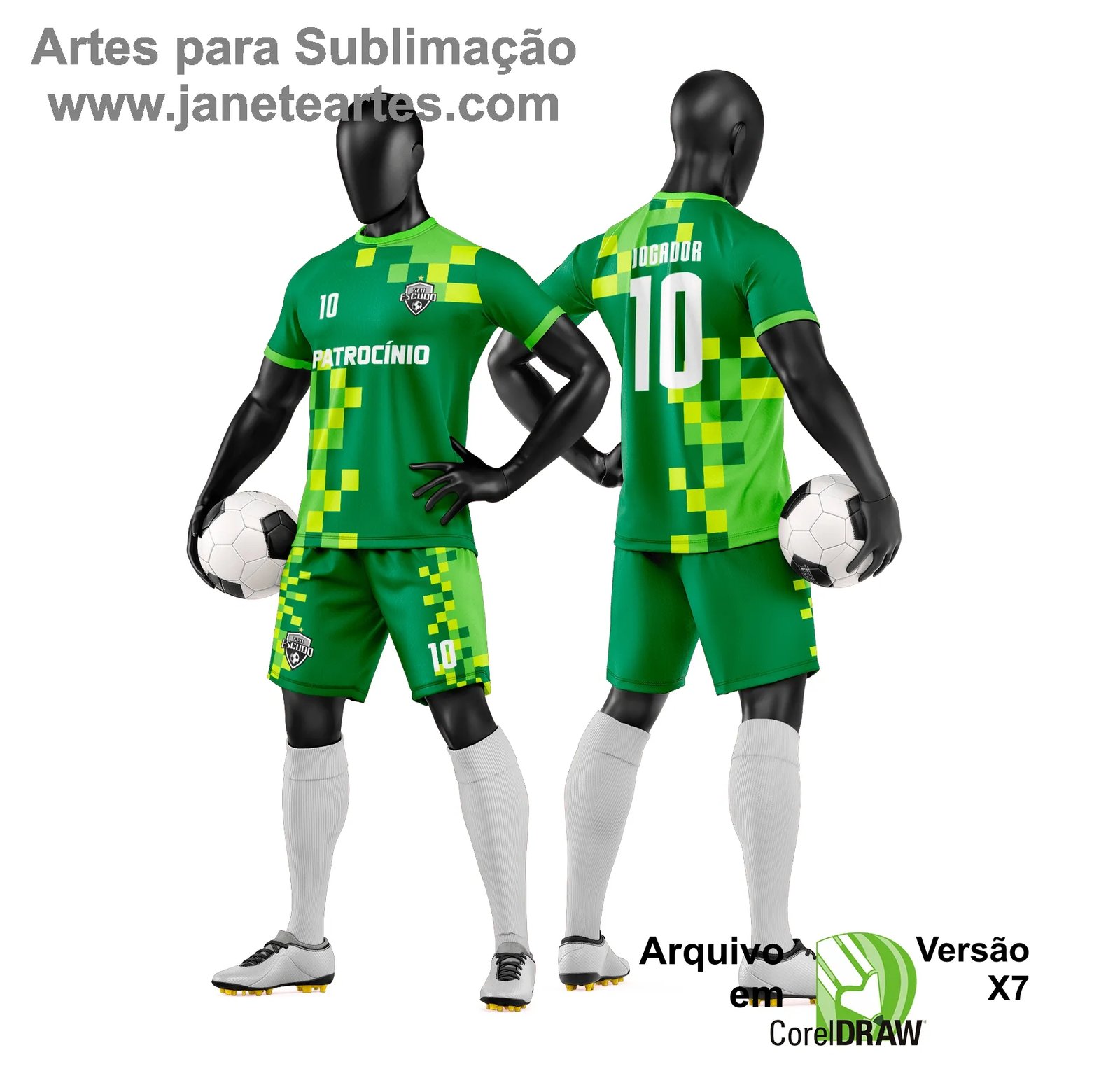 Arte Vetor Camisa e Short de Time de Futebol Amador