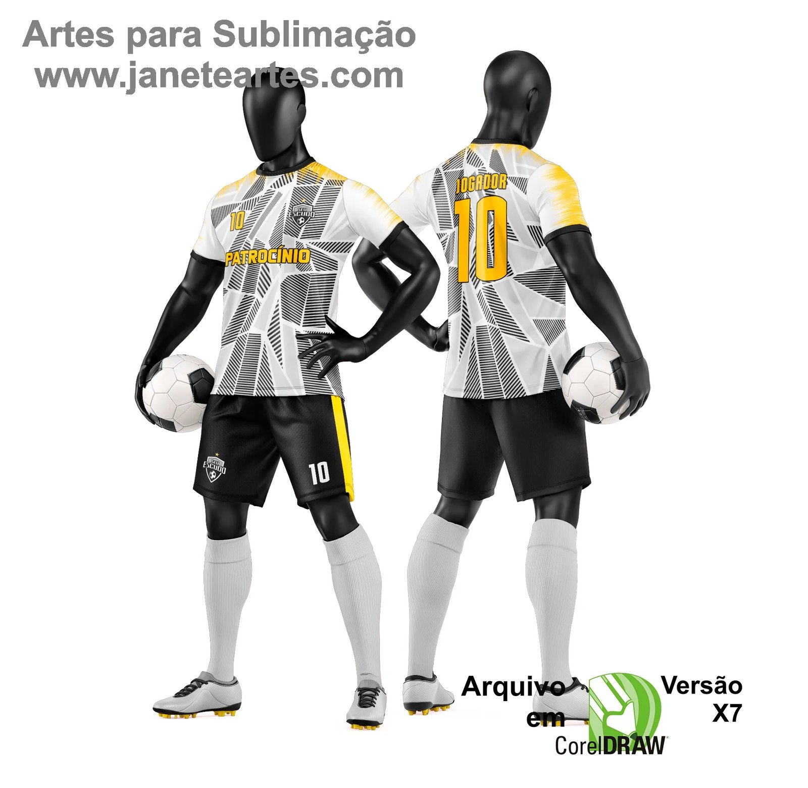 Arte Vetor Camisa e Short de Time de Futebol Amador