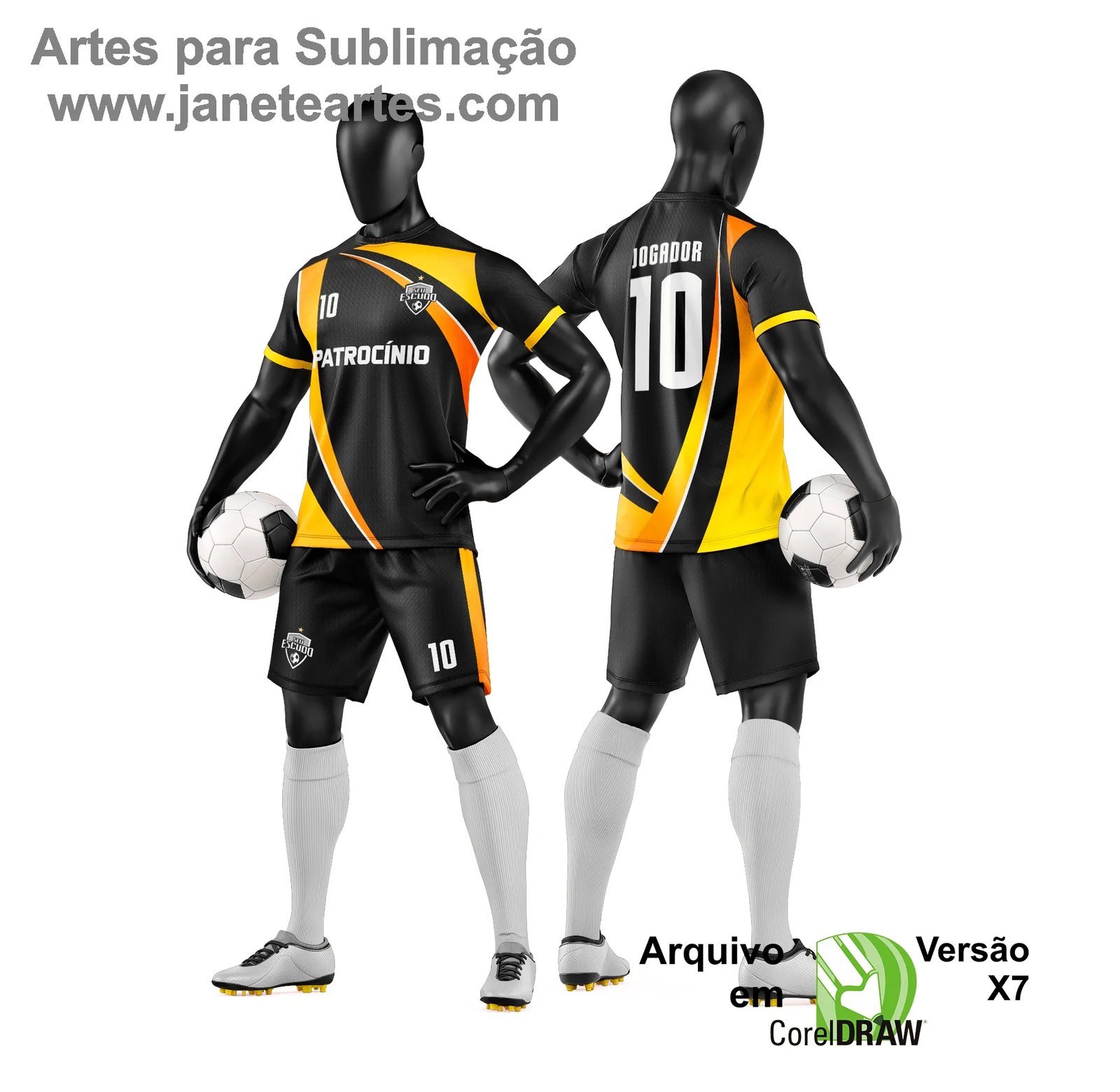 Arte Vetor Camisa e Short de Time de Futebol Amador