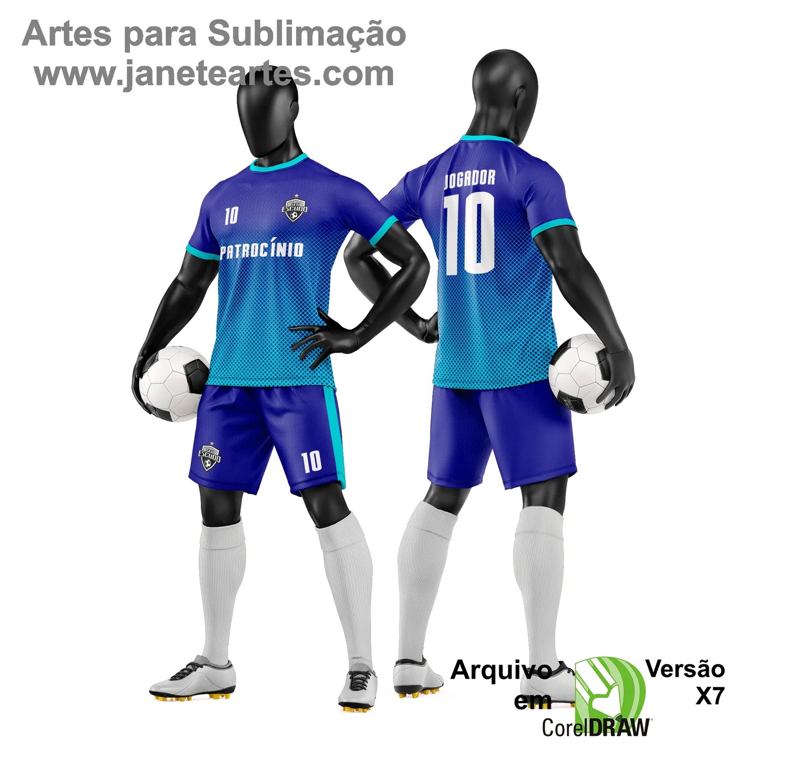 Arte Vetor Camisa e Short de Time de Futebol Amador