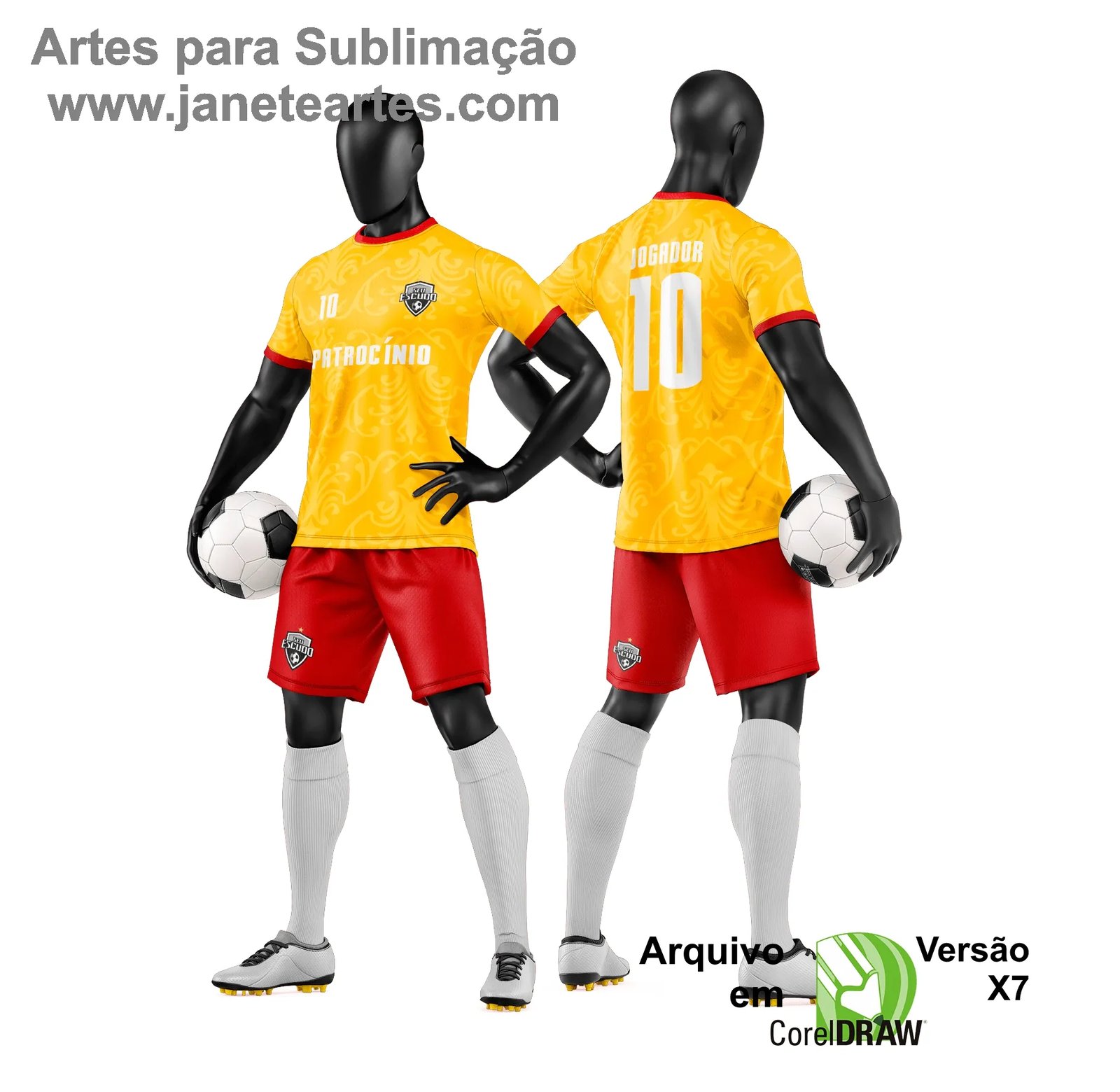 Arte Vetor Camisa e Short de Time de Futebol Amador