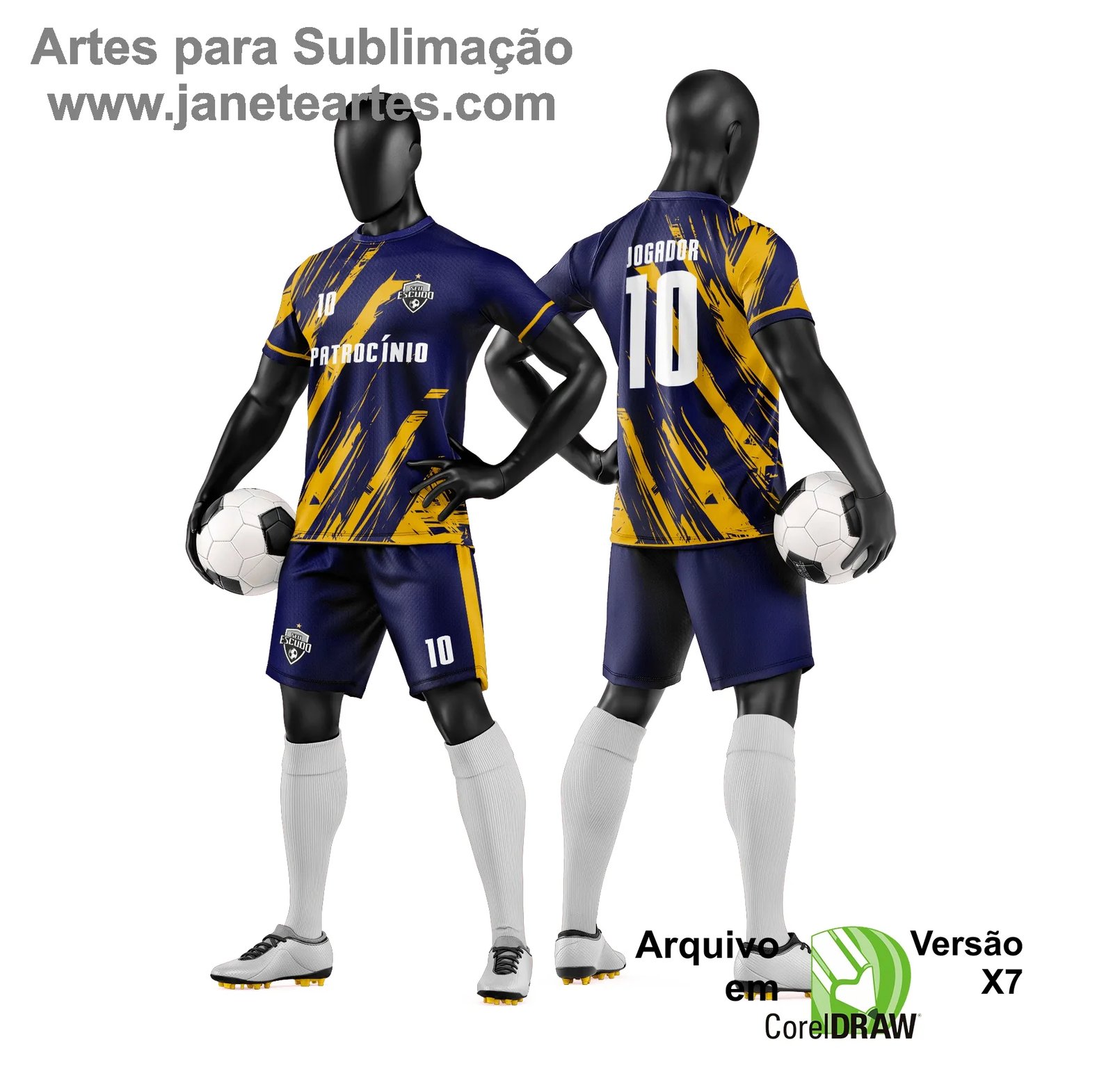 Arte Vetor Camisa e Short de Time de Futebol Amador