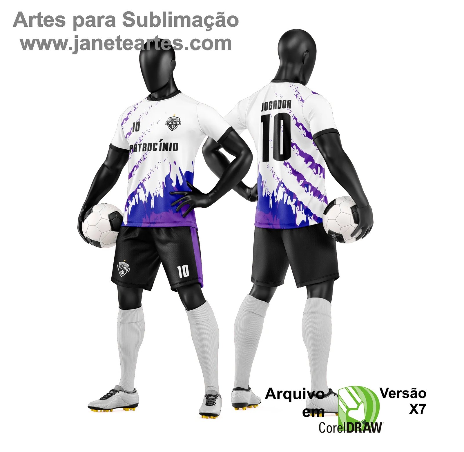 Arte Vetor Camisa e Short de Time de Futebol Amador