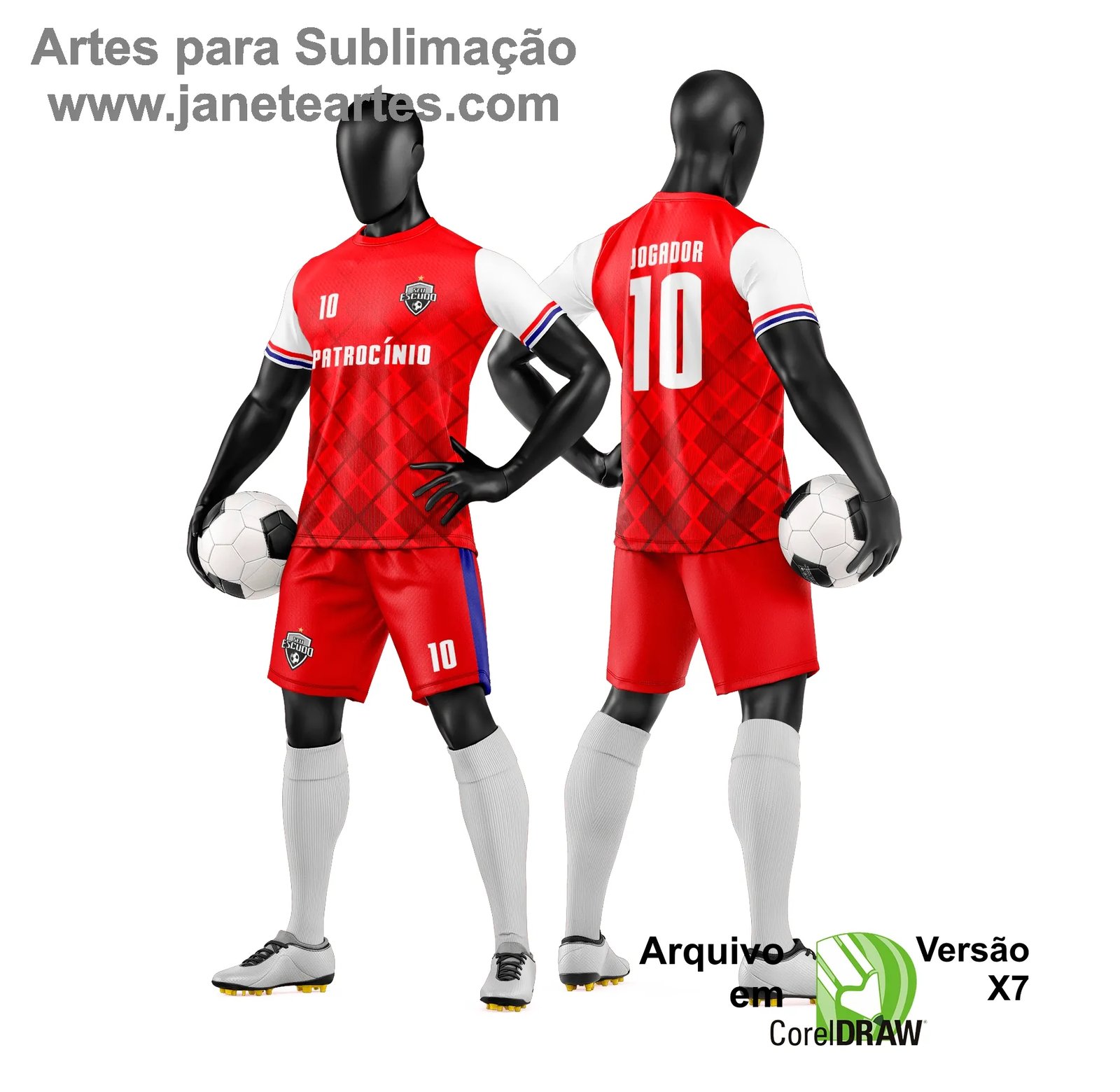 Arte Vetor Camisa e Short de Time de Futebol Amador