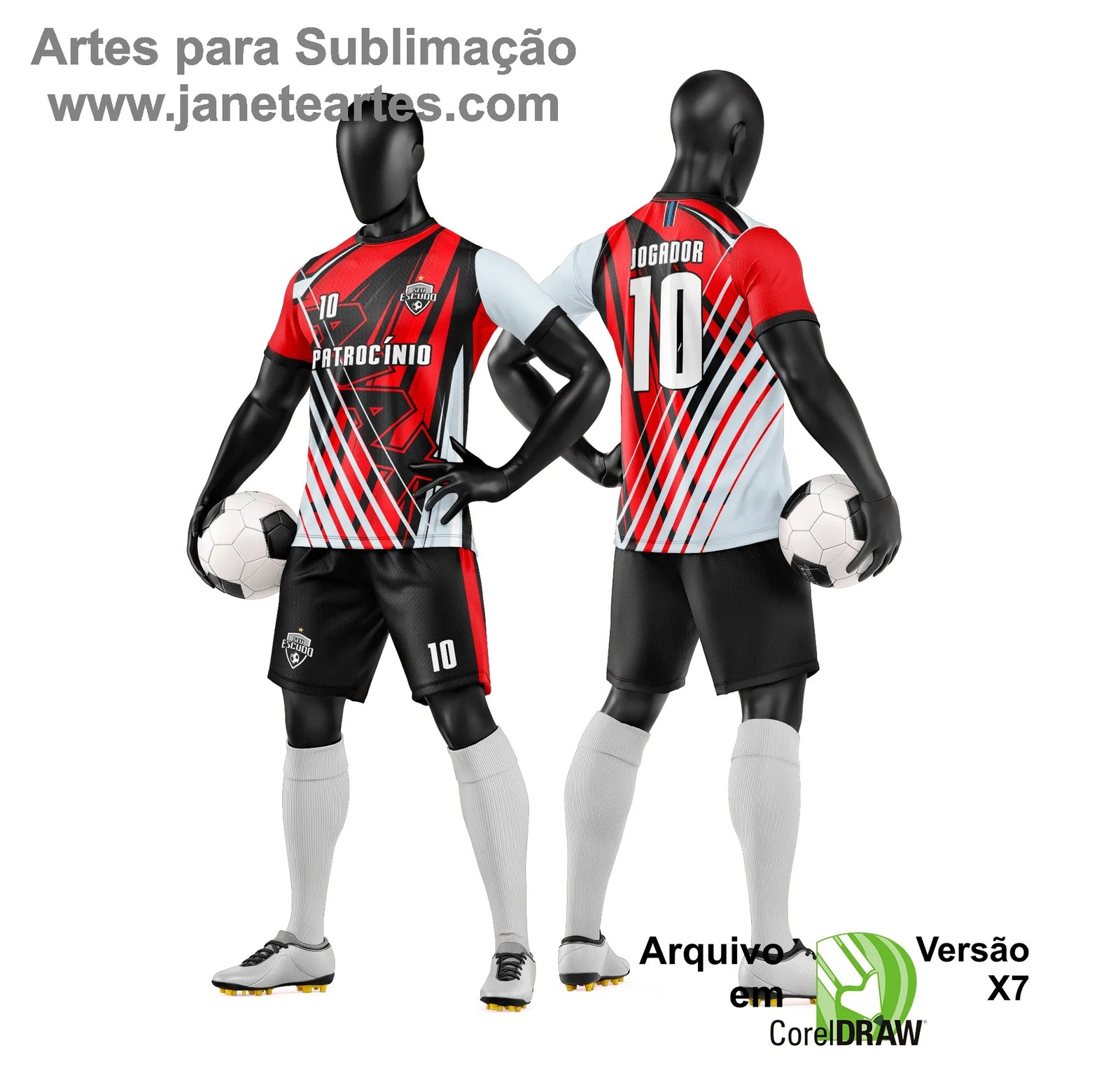 Arte Vetor Camisa e Short de Time de Futebol Amador