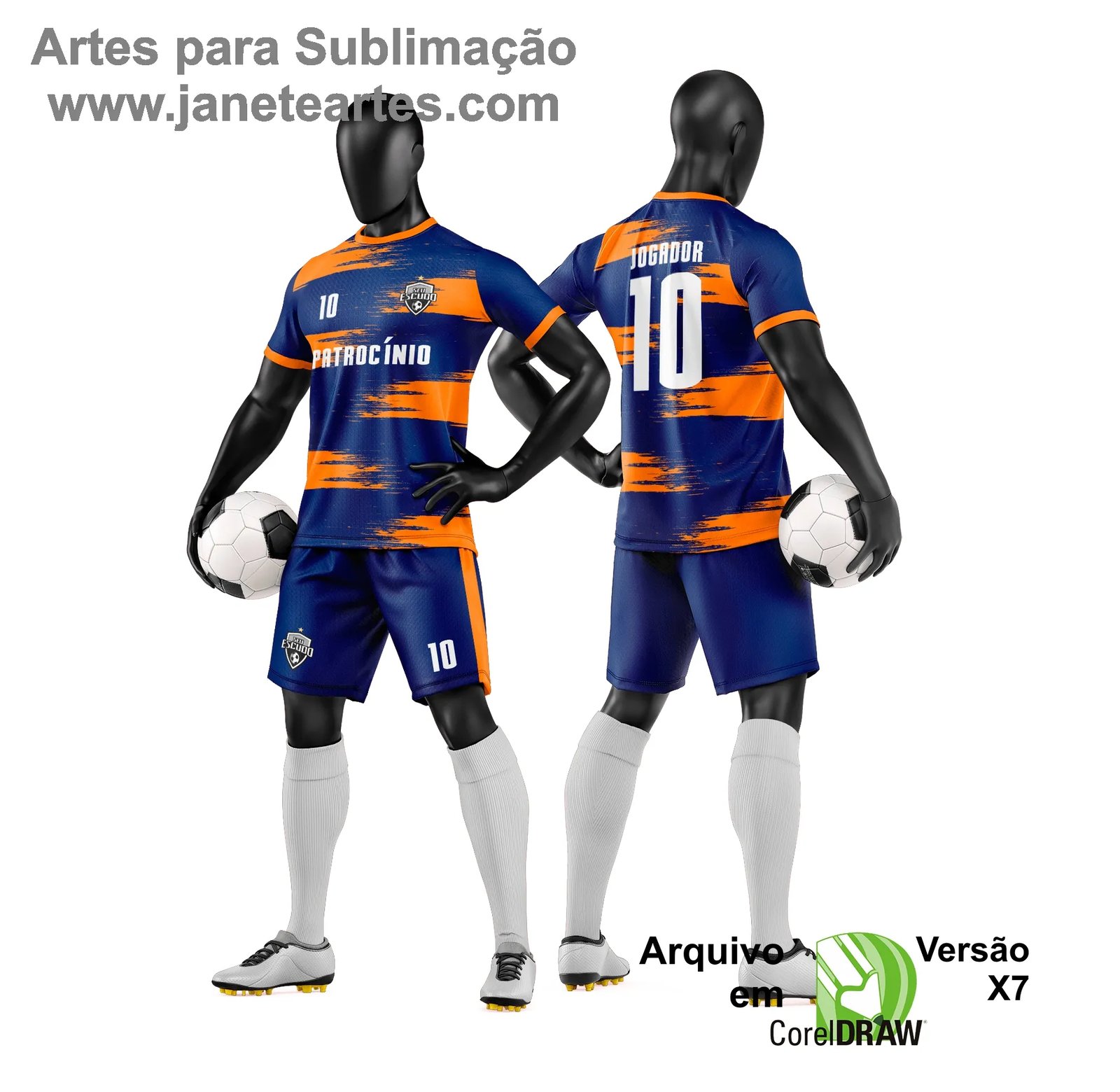 Arte Vetor Camisa e Short de Time de Futebol Amador