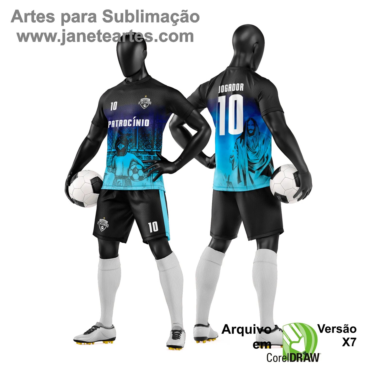 Arte Vetor Camisa e Short de Time de Futebol Amador