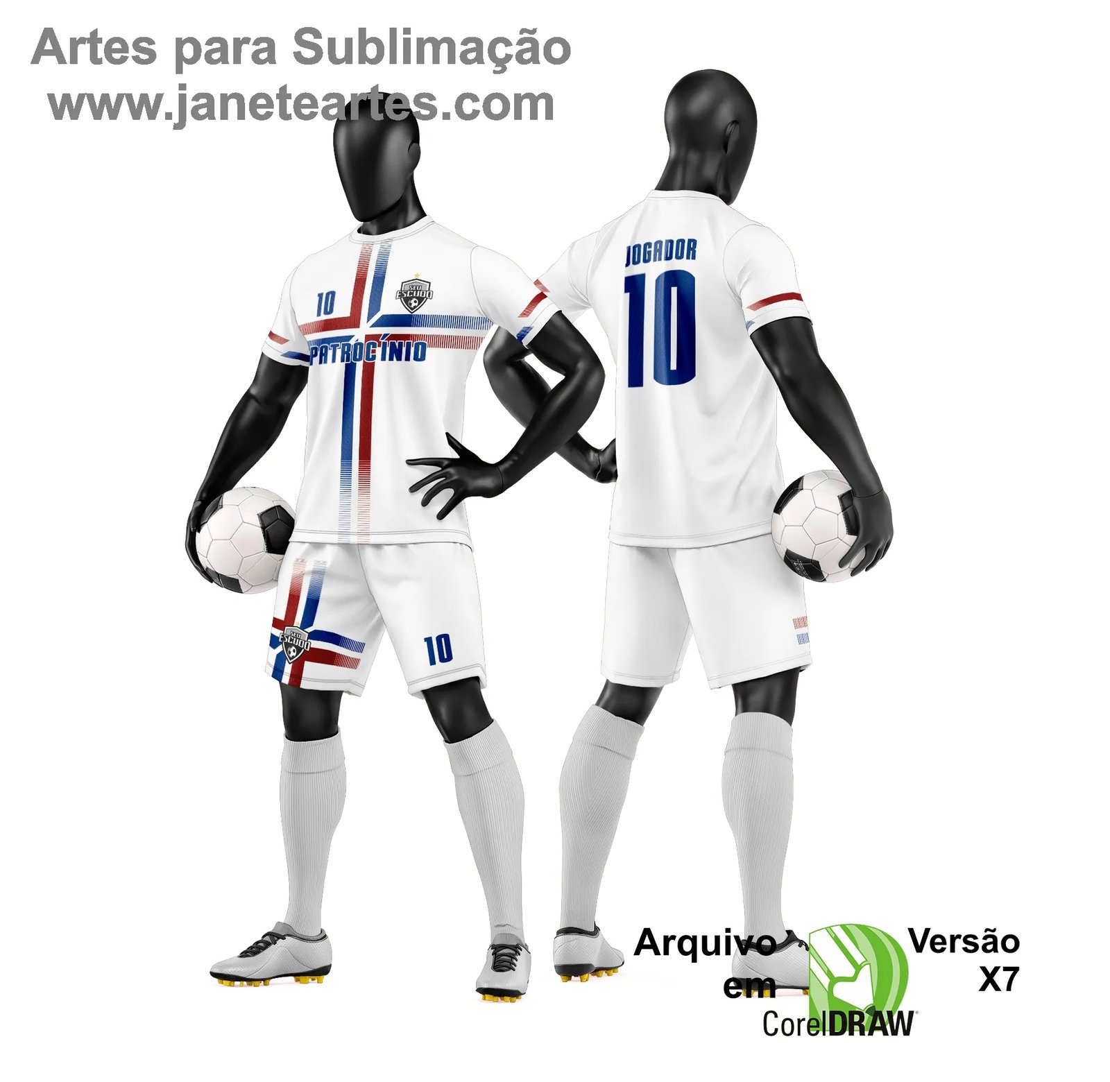 Arte Vetor Camisa e Short de Time de Futebol Amador