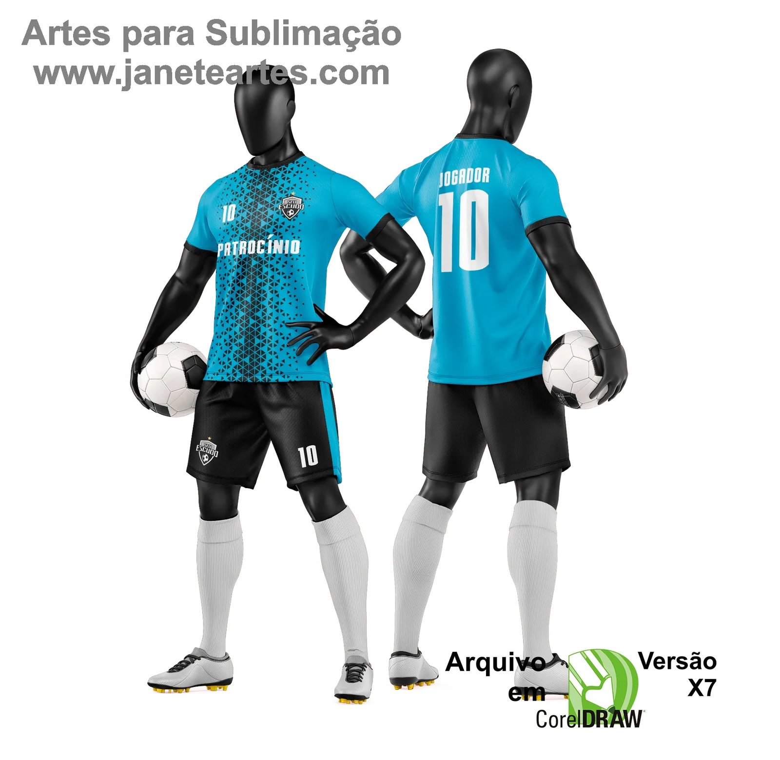 Arte Vetor Camisa e Short de Time de Futebol Amador
