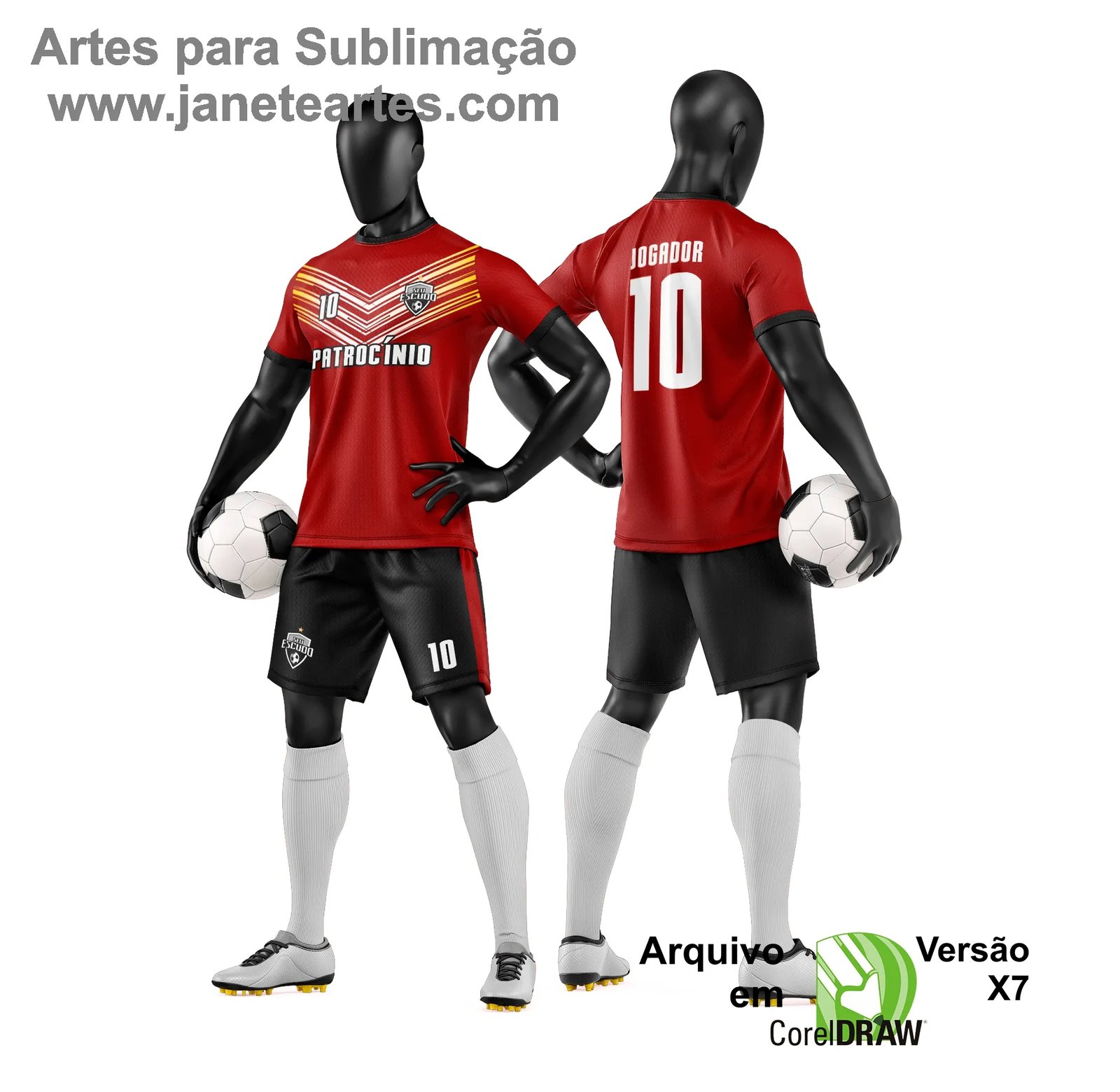 Arte Vetor Camisa e Short de Time de Futebol Amador