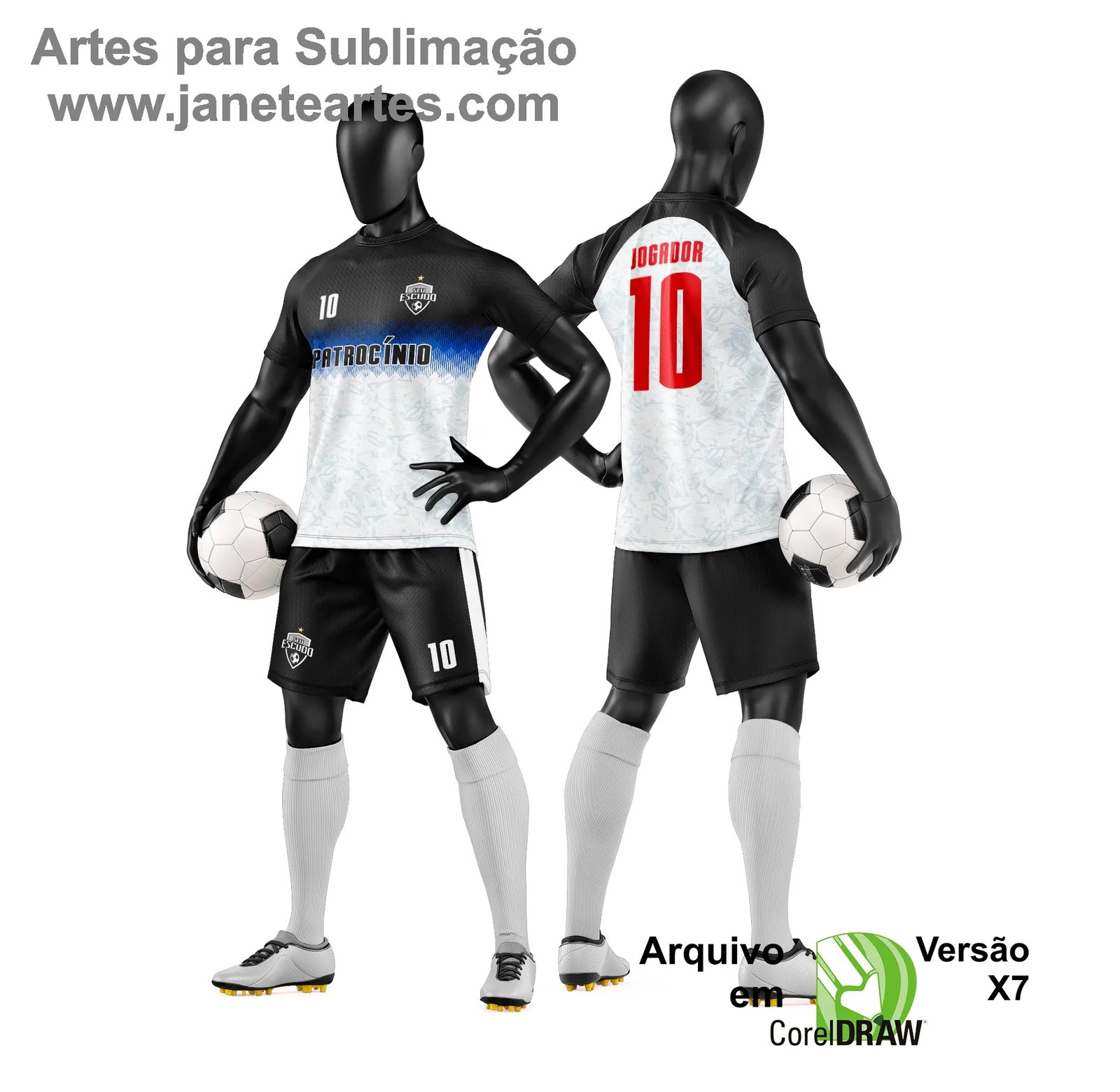 Arte Vetor Camisa e Short de Time de Futebol Amador