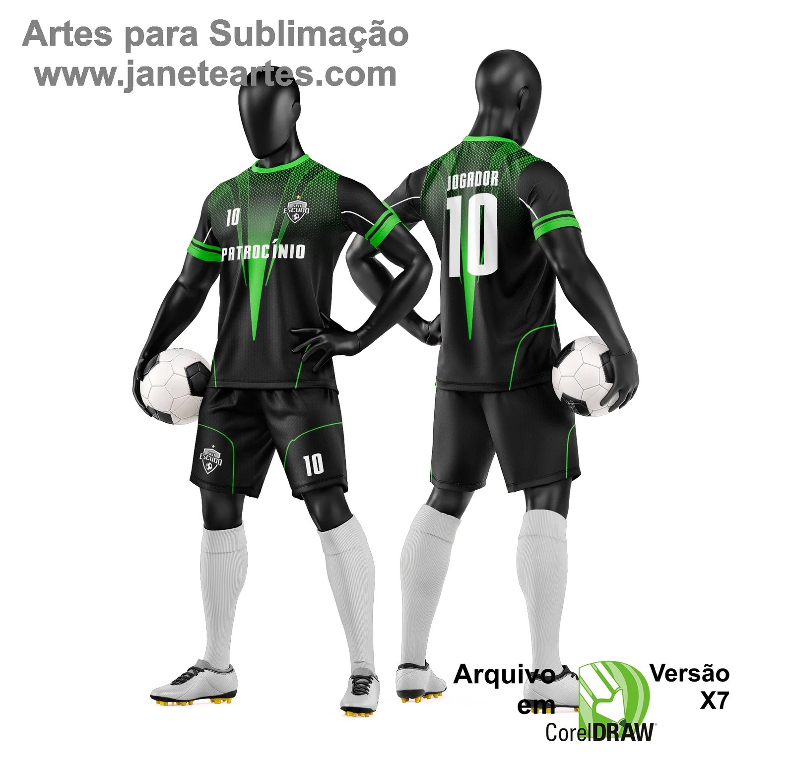 Arte Vetor Camisa e Short de Time de Futebol Amador