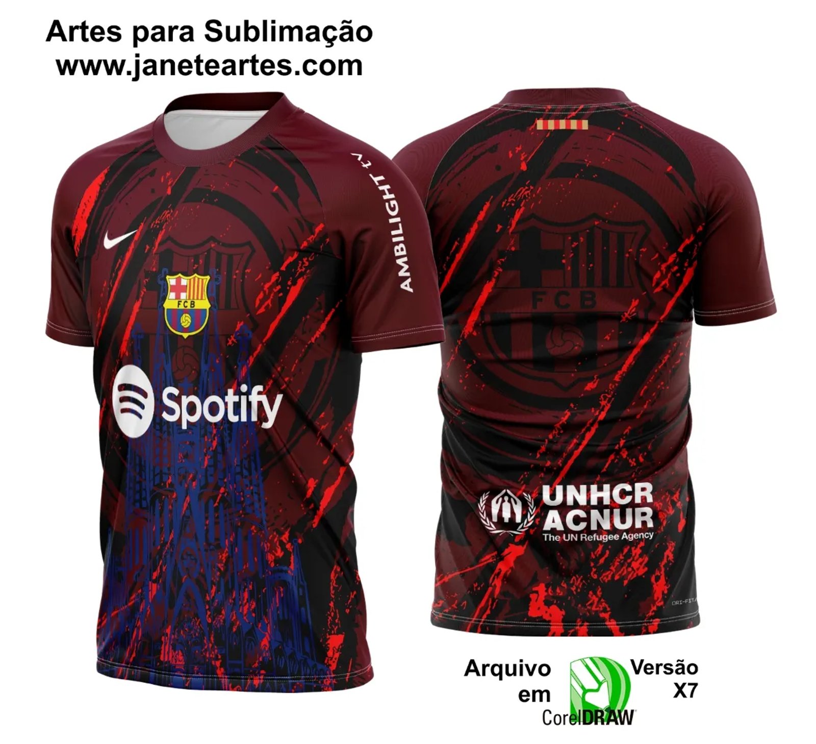 Arte Vetor Camisa Barcelona Conceito - Janete Artes