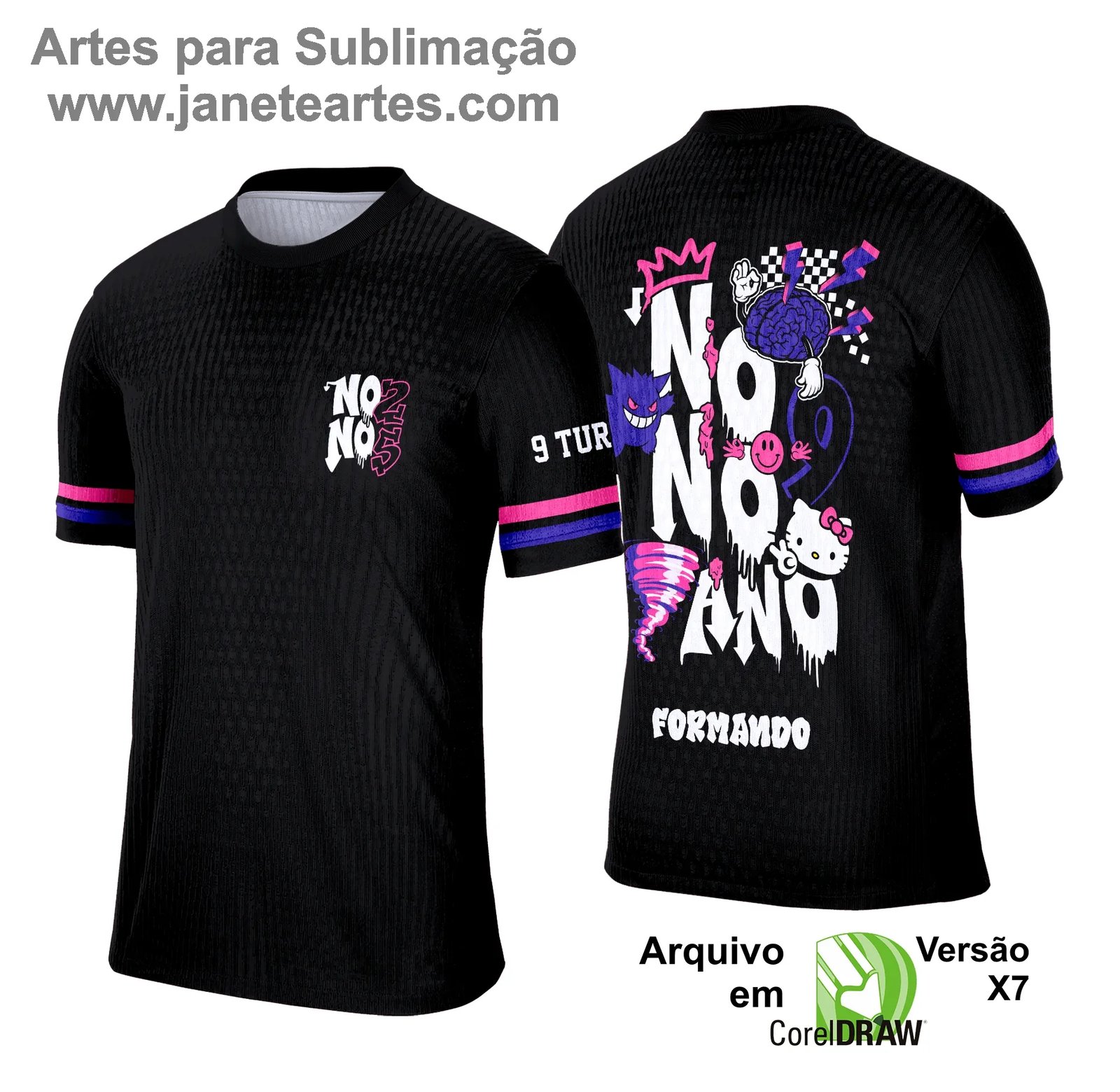 Arte Vetor Camisa Formandos Nono Ano Hello Kitty - Janete Artes