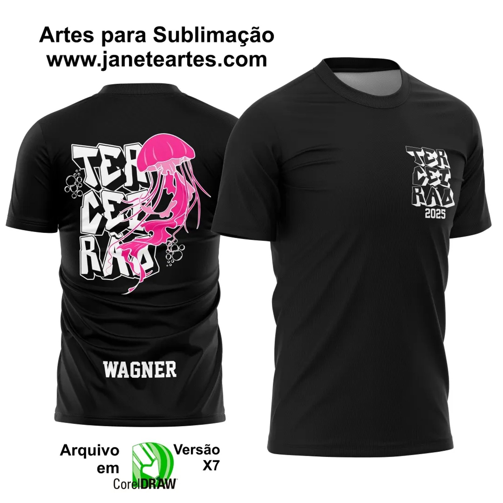 Arte Vetor Camisa Terceirão Água Viva - Janete Artes