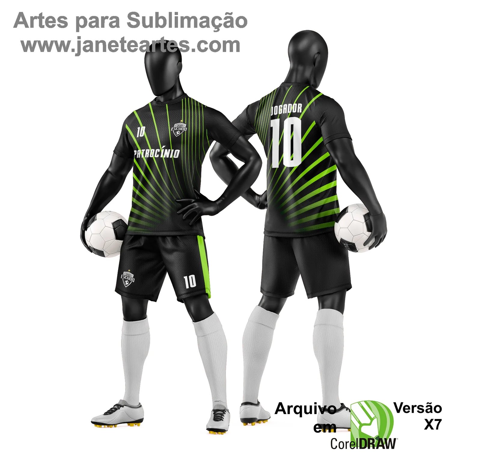 Arte Vetor Camisa e Short de Time de Futebol Amador