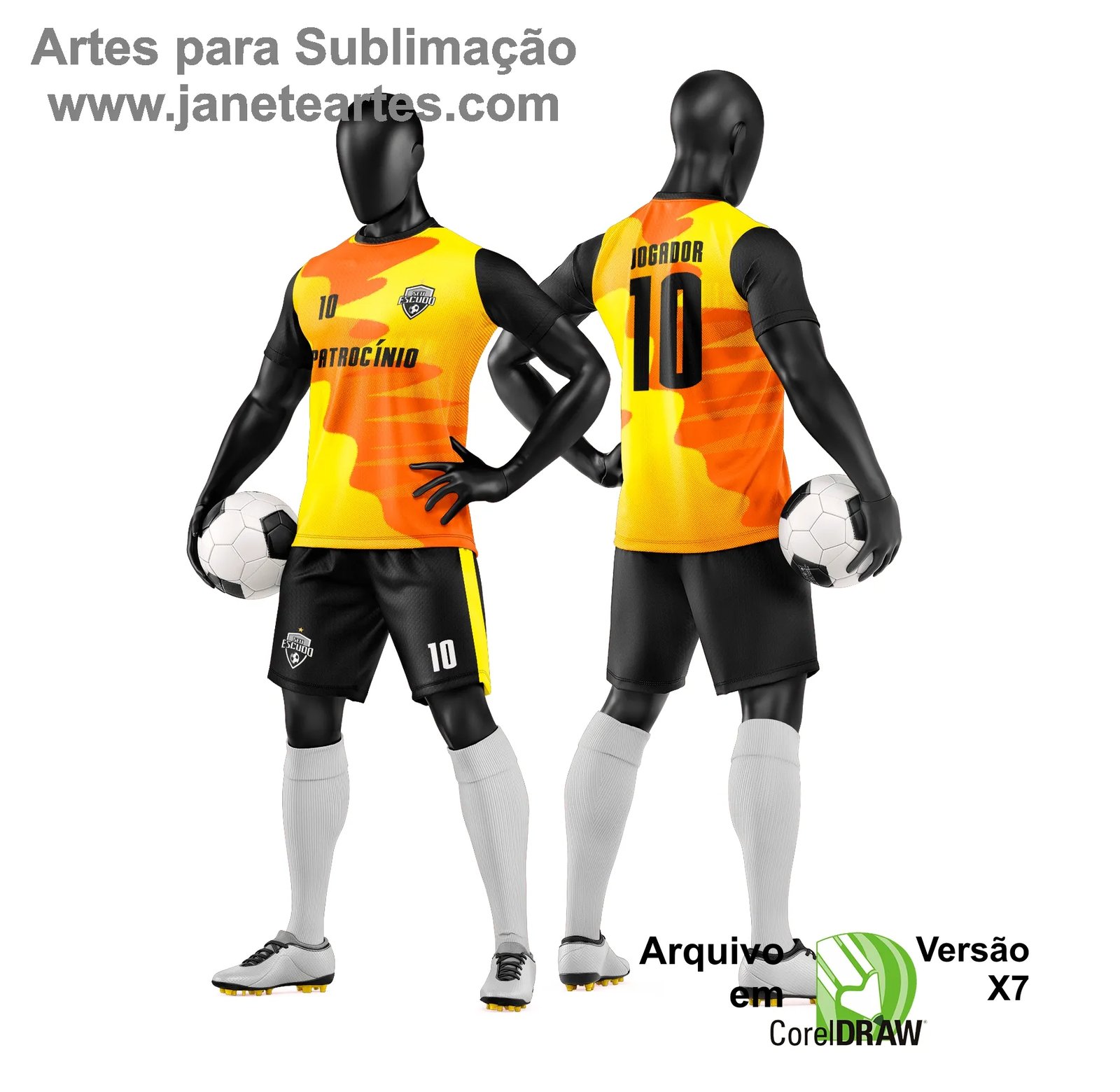 Arte Vetor Camisa e Short de Time de Futebol Amador