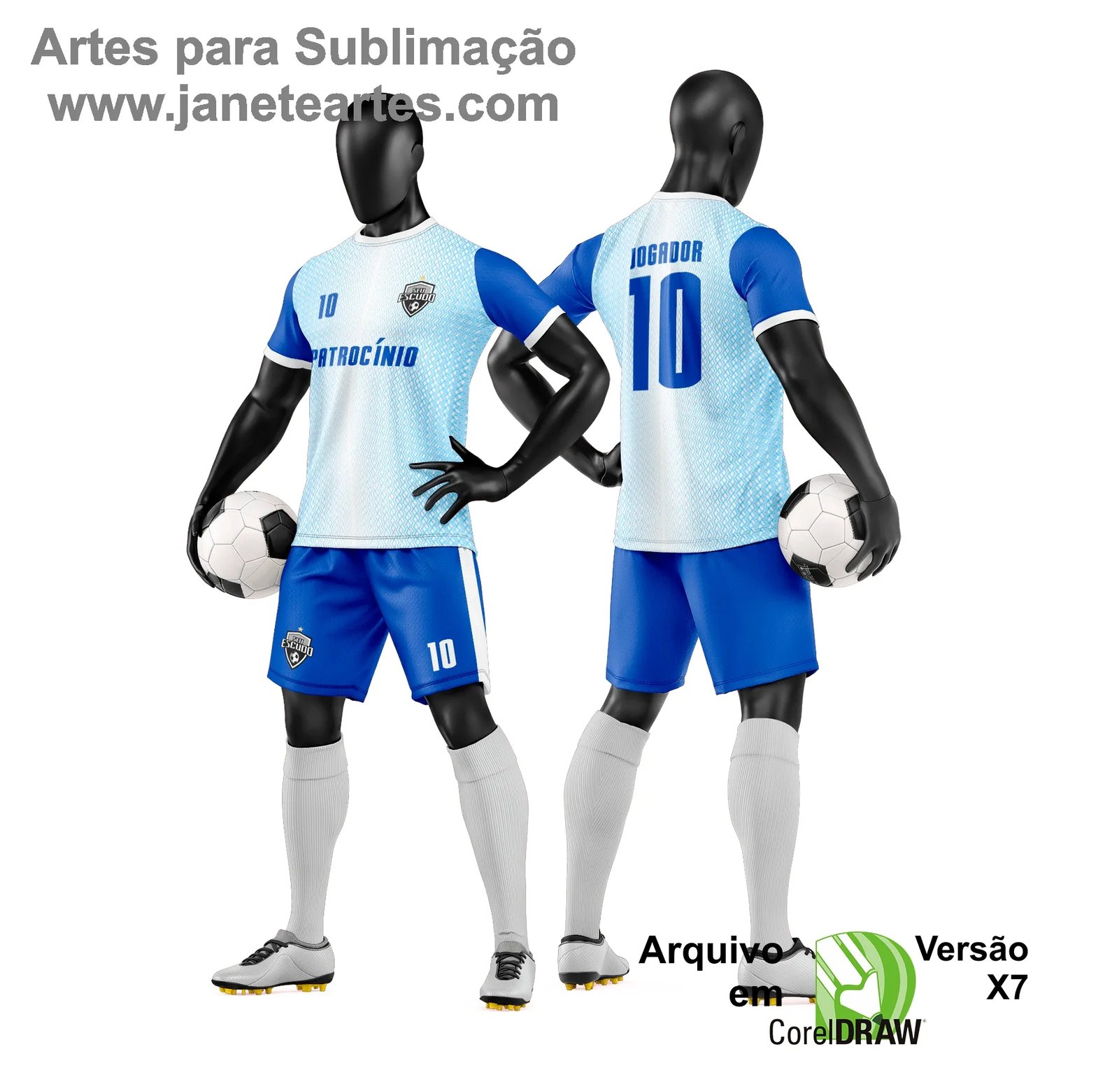 Arte Vetor Camisa e Short de Time de Futebol Amador