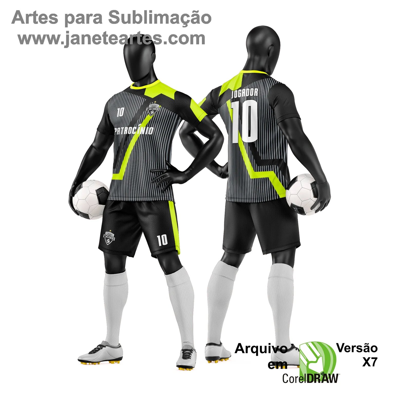Arte Vetor Camisa e Short de Time de Futebol Amador