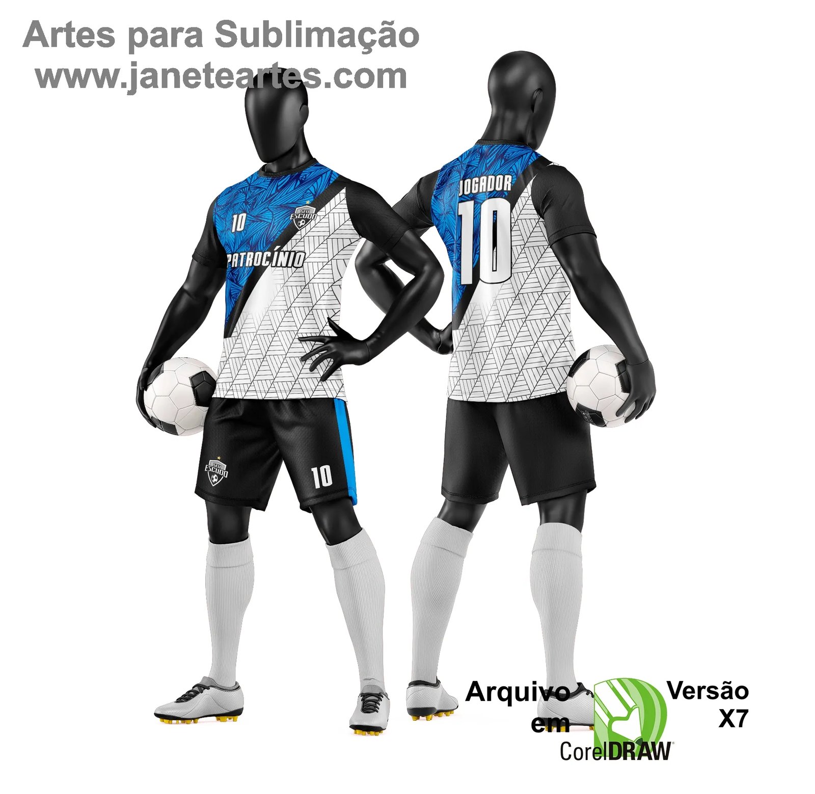 Arte Vetor Camisa e Short de Time de Futebol Amador