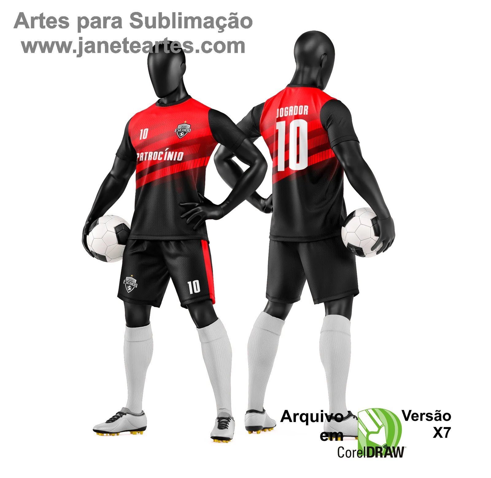 Arte Vetor Camisa e Short de Time de Futebol Amador
