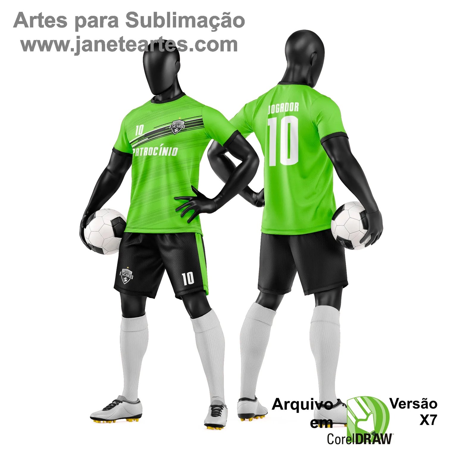 Arte Vetor Camisa e Short de Time de Futebol Amador