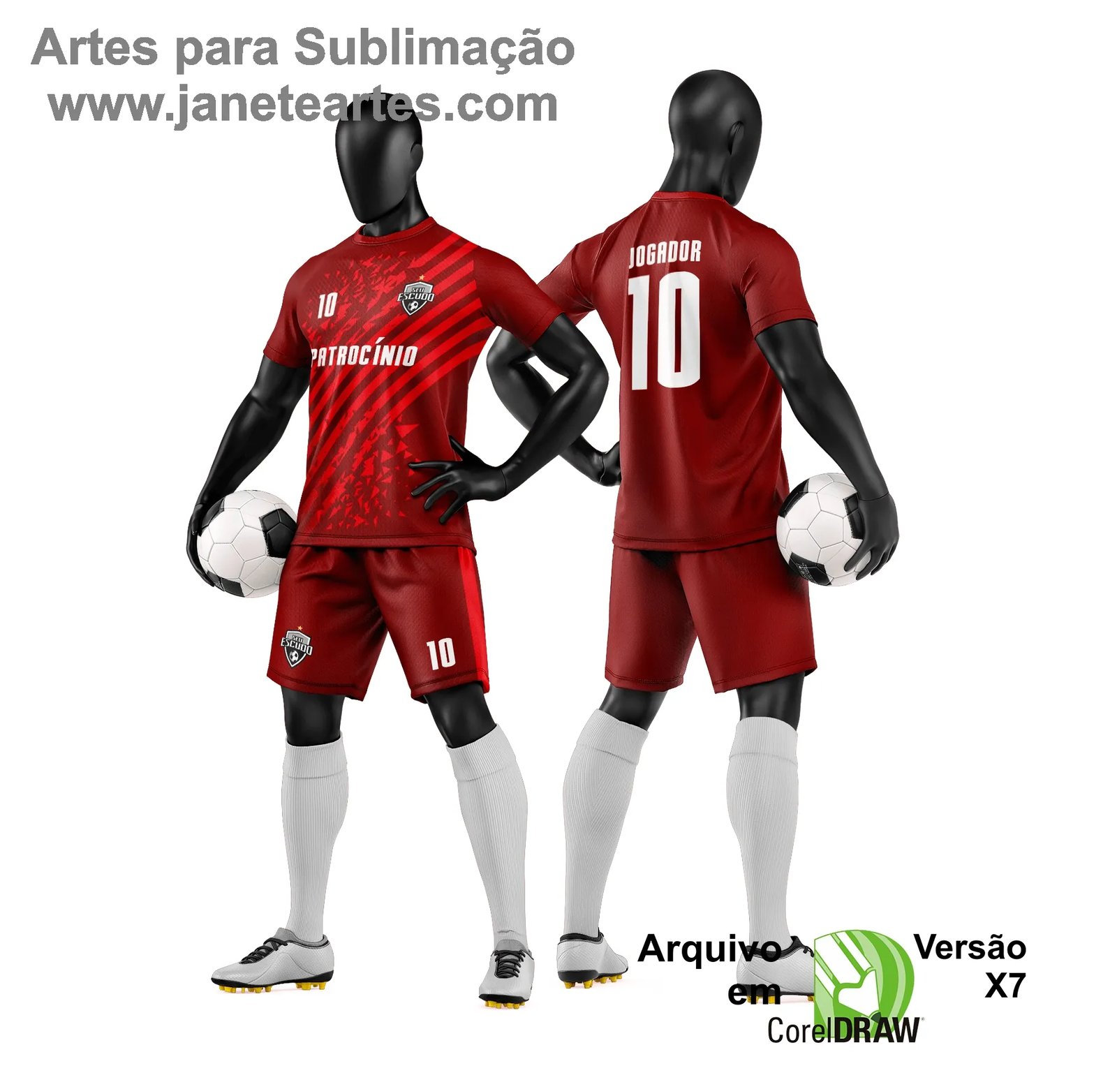 Arte Vetor Camisa e Short de Time de Futebol Amador